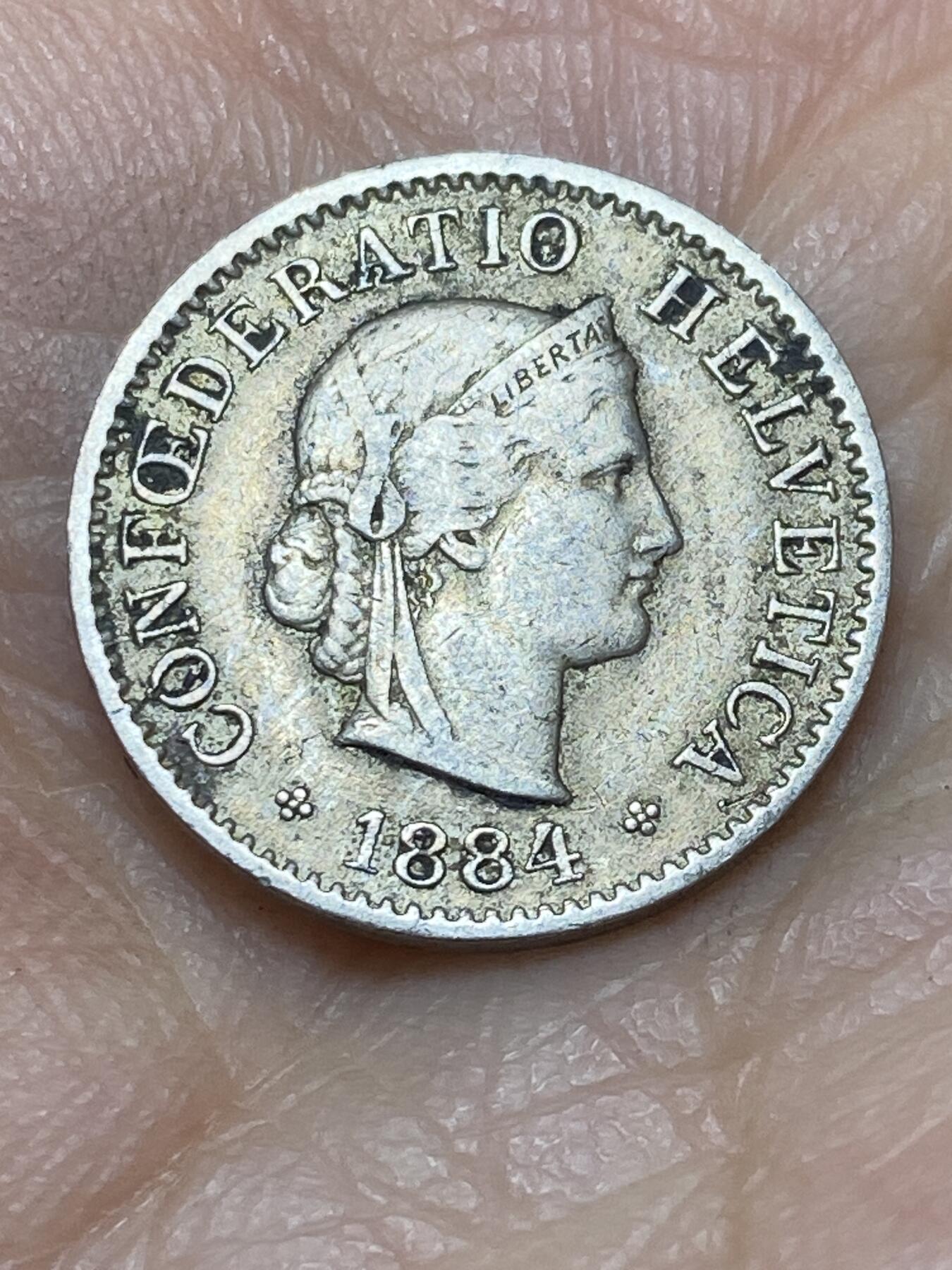 2026年第三场(总第一百七十二场）外国好品散币场(免佣金) 稀少早期年份–瑞士🇨🇭1884年5拉彭(第二版，B标伯尔尼造)