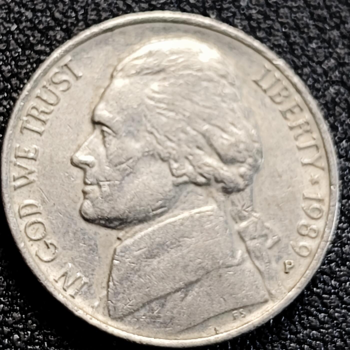 泉币菌-第163场-新年第六场 精品福利场 1989年 美国5美分 杰斐逊蒙蒂塞洛庄园 铜镍21.2mm 