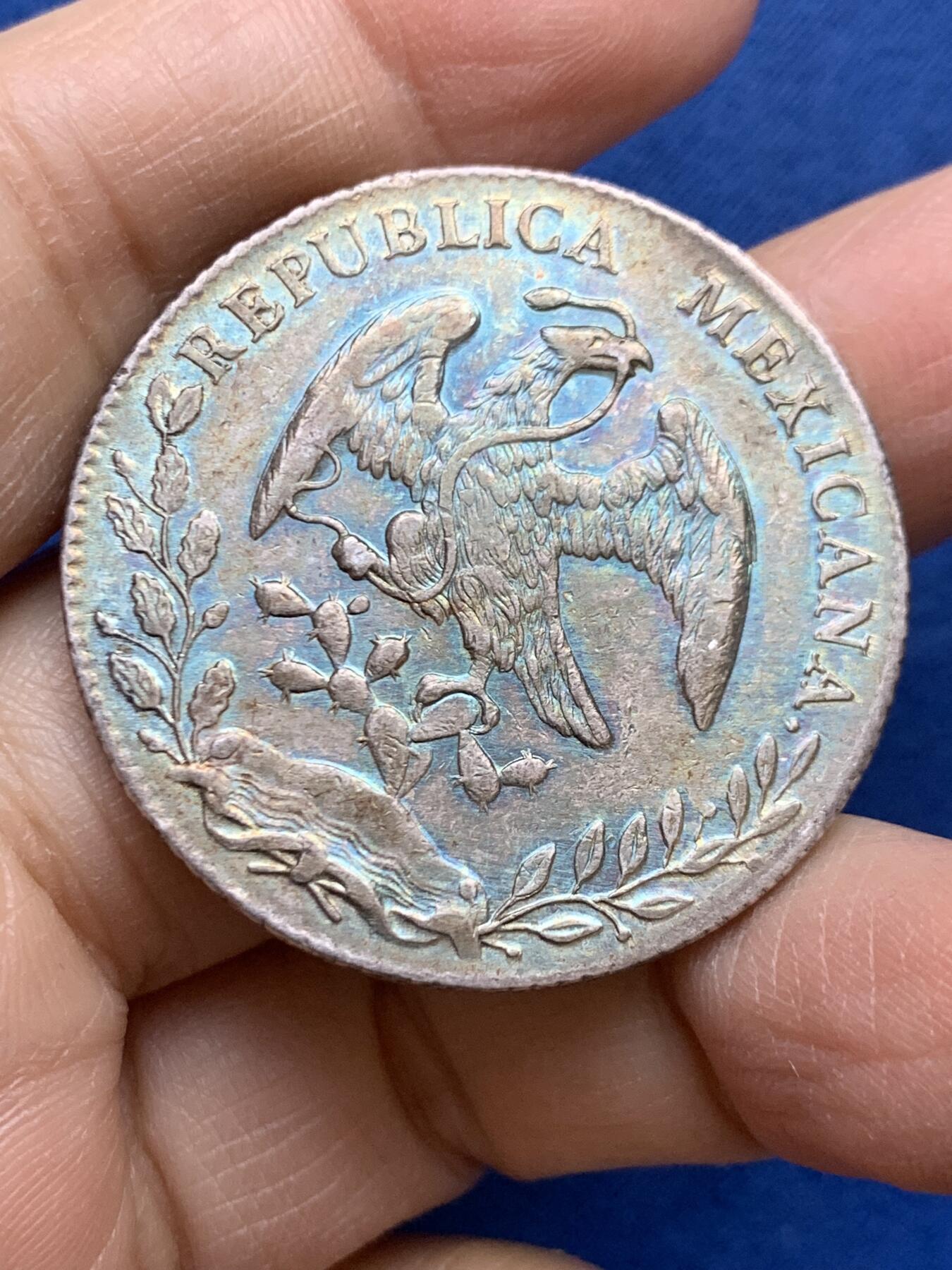 《竞宝斋》第454场 周日，周一 2场连拍 （全场包邮，欢迎送拍） 墨西哥 1896 GO RS 鹰洋8R银币 带彩