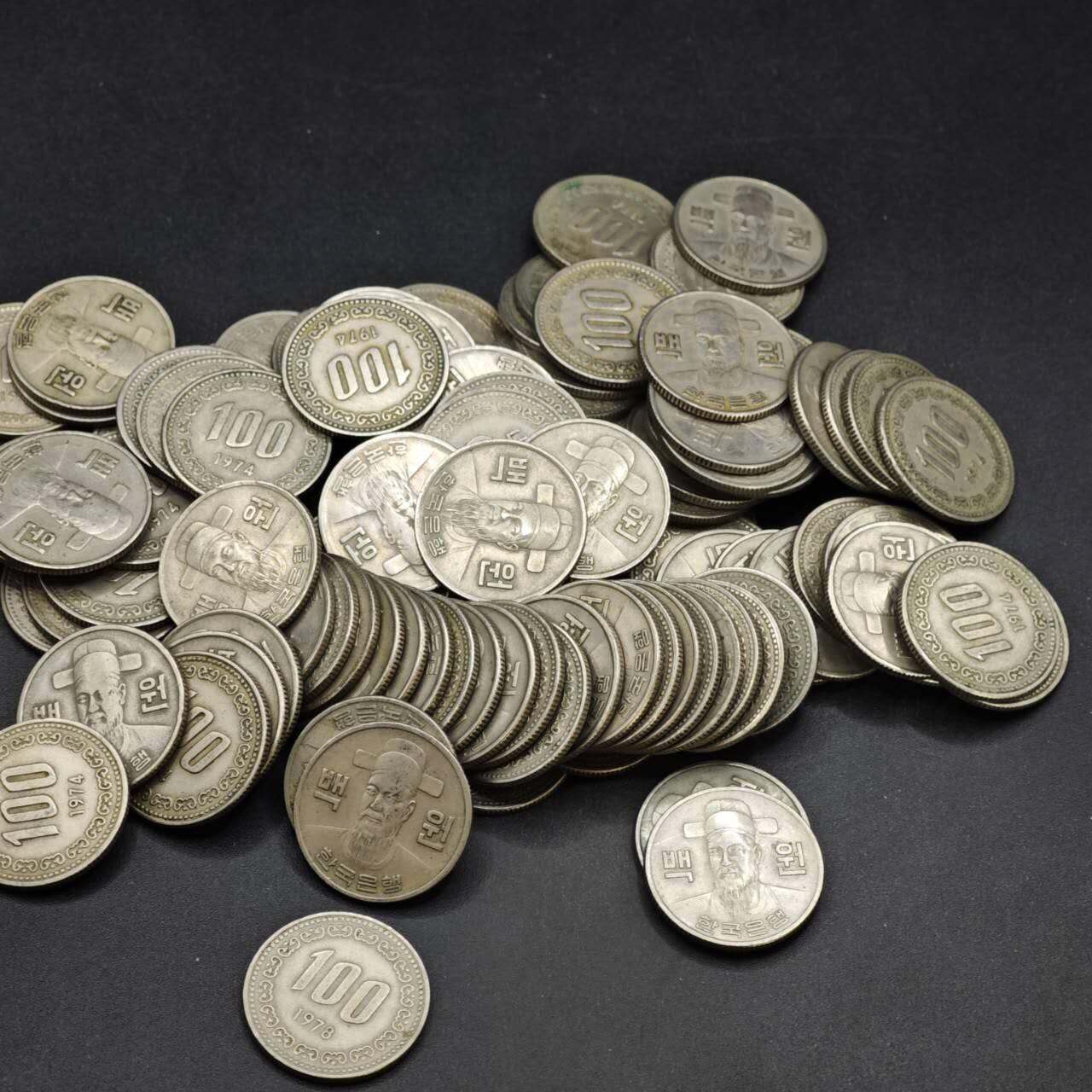 【淘币小摊】实时拍第八百四十一拍   散币批量币场   满百包邮可预留二周 每周一统一发货   韩国100元镍币100枚