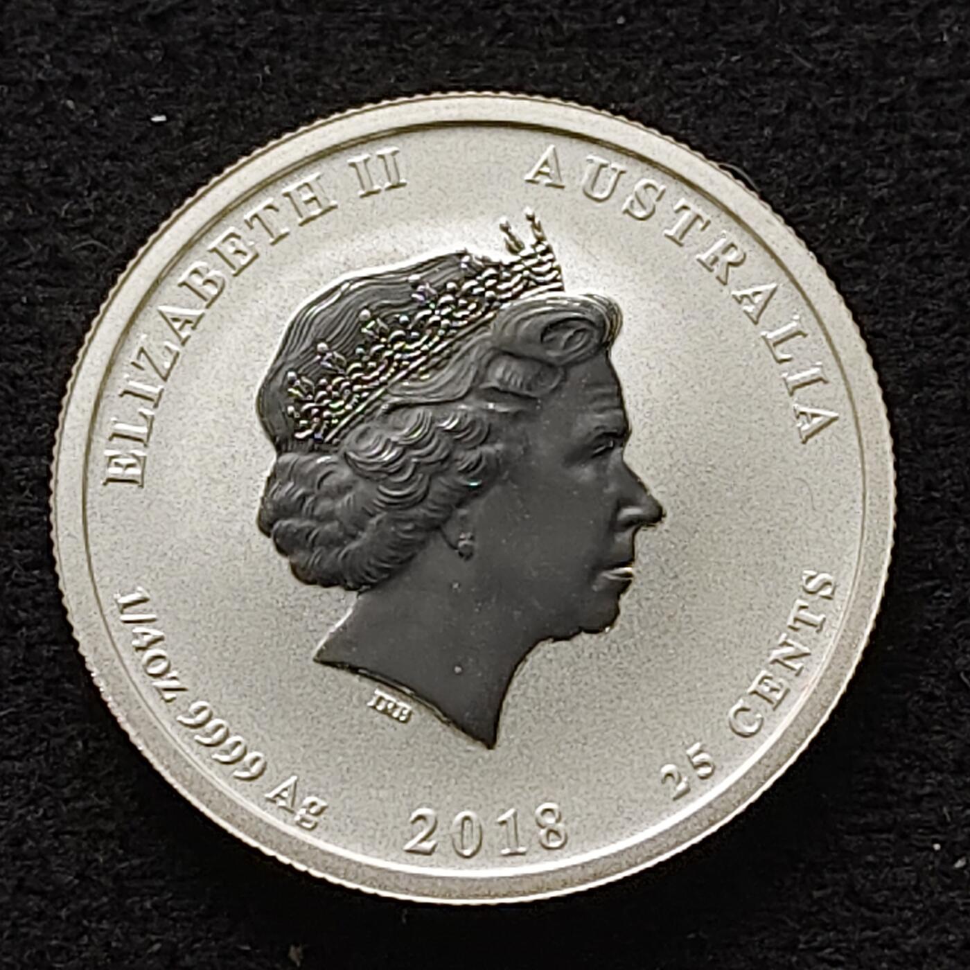 【全场包邮】纯粹捡漏拍493场 澳大利亚2018年25分生肖狗年彩色1/4盎司9999纯银纪念银币【25.5毫米7.777克，纯银价约140元（按18元银价折算）】