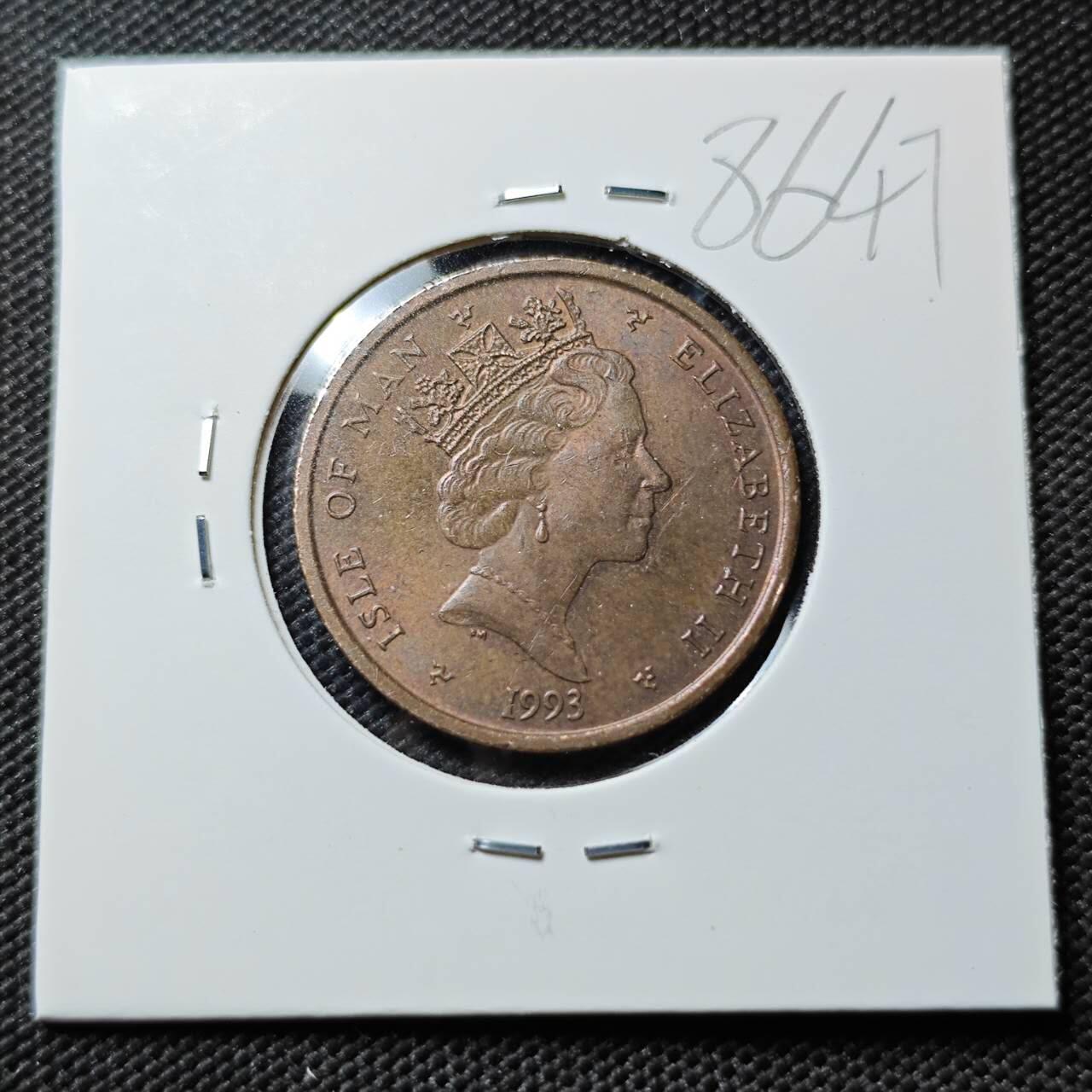 KK钱币收藏小铺  第386期  2月预留时间 周末发货  1993马恩岛2便士铜币