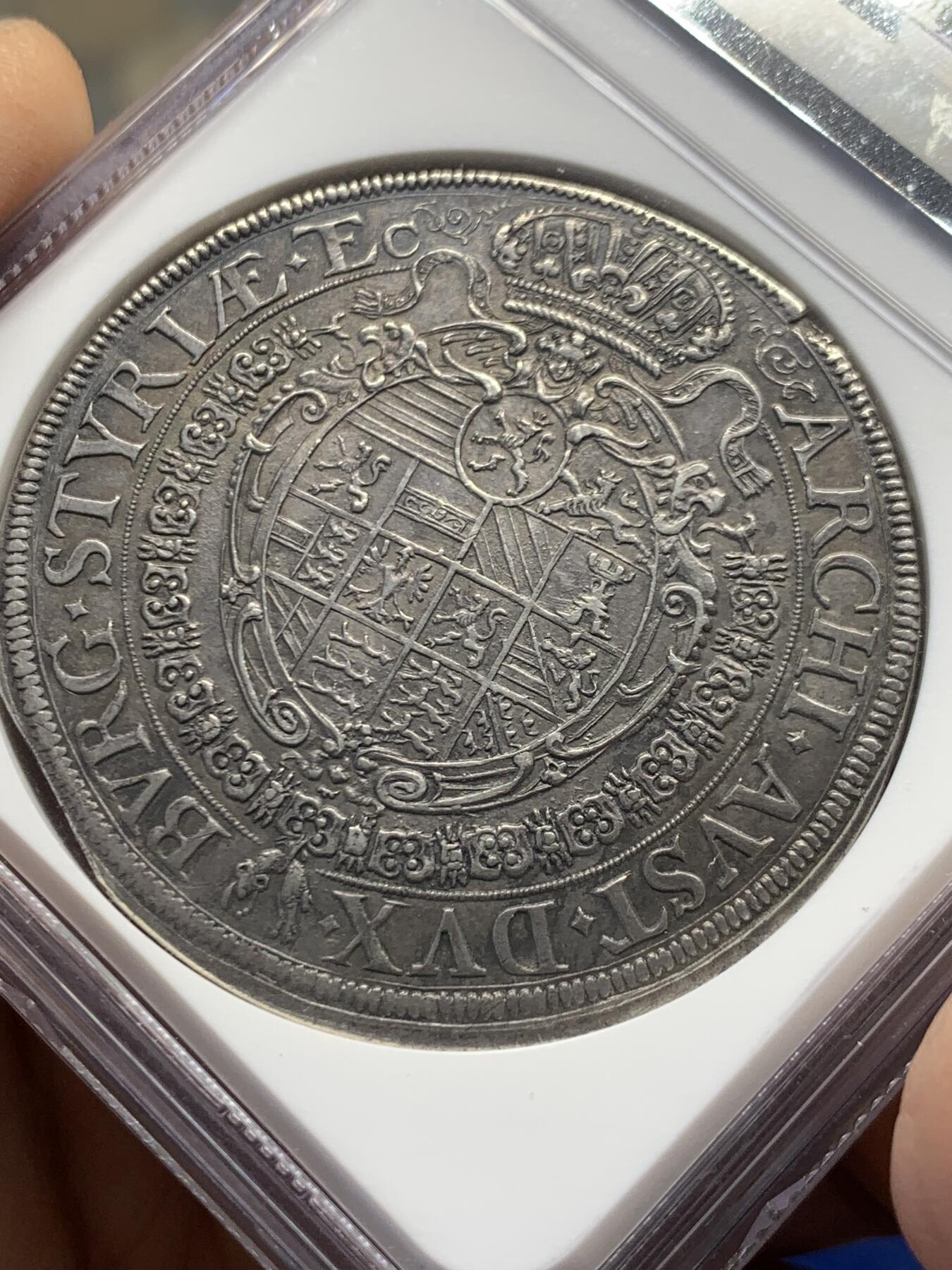 《竞宝斋》第454场 周日，周一 2场连拍 （全场包邮，欢迎送拍） NGC MS62 神圣罗马帝国 奥地利 1648 斐迪南三世 泰勒大银币 花冠清晰无磨损 双面全深打 难得状态 将近400年的岁月 确实不易