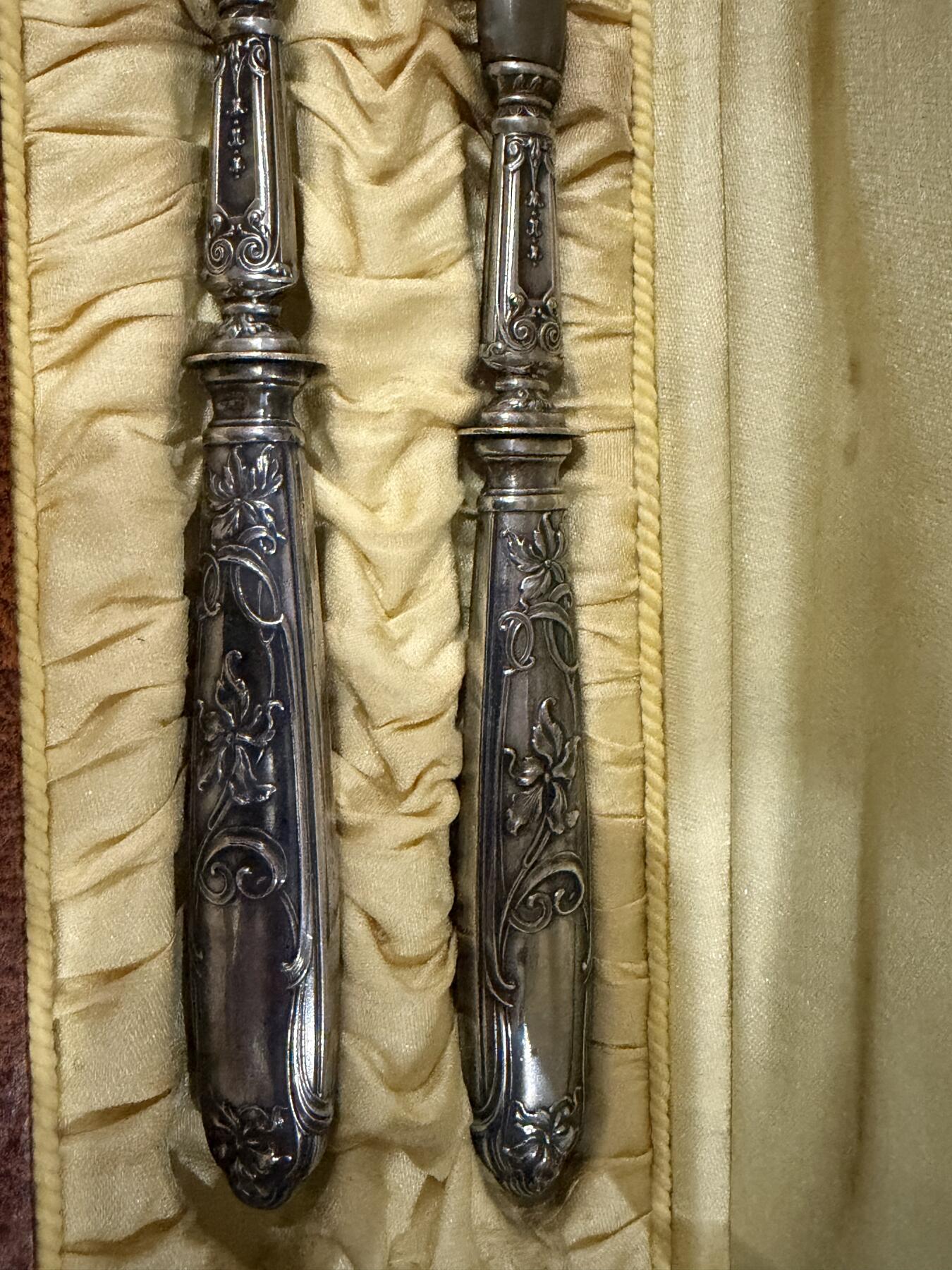 海外回流精品（欧美专场） 欧洲回流纯银餐具一套，27.3cm，共计147.2g。