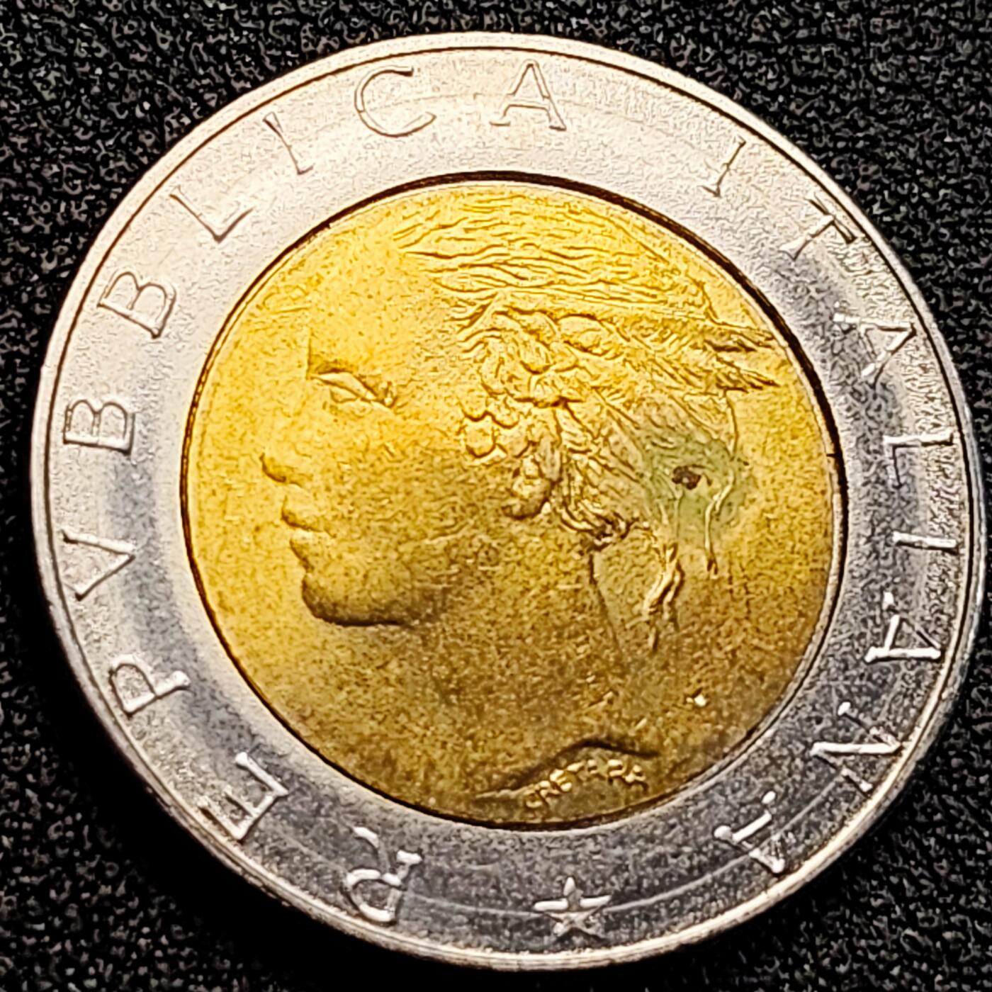 泉币菌-第163场-新年第六场 精品福利场 罗马广场 意大利500里拉硬币 直径26MM双色币 