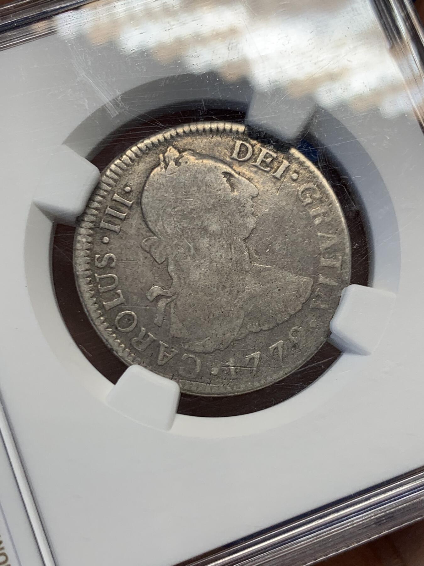 《竞宝斋》第454场 周日，周一 2场连拍 （全场包邮，欢迎送拍） NGC FD 西属墨西哥 1779年 2里亚尔 银币 细节尚可 少见品种