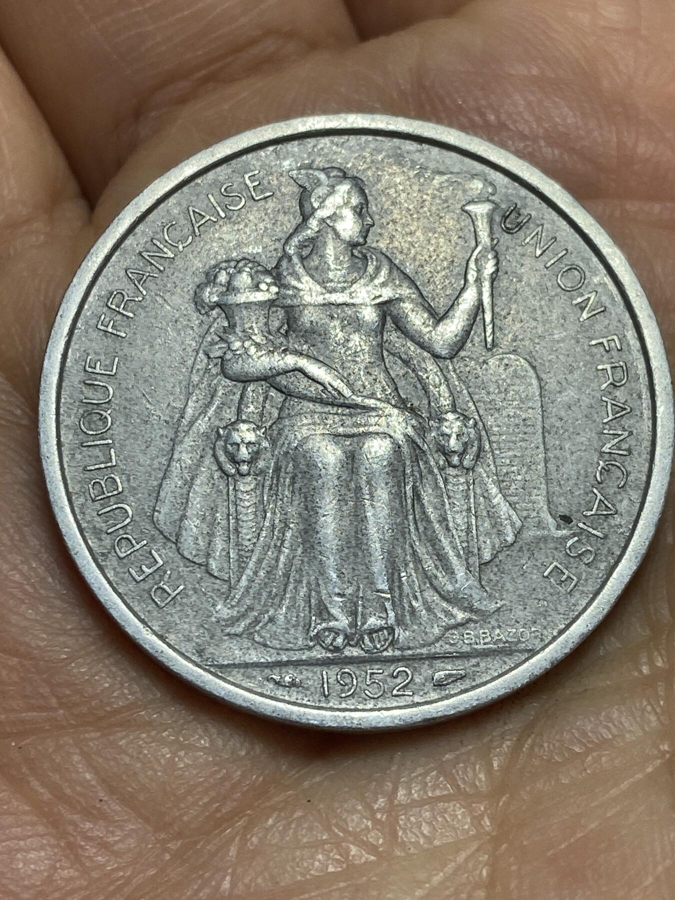 2026年第三场(总第一百七十二场）外国好品散币场(免佣金) 法属大洋洲1952单年份5法郎