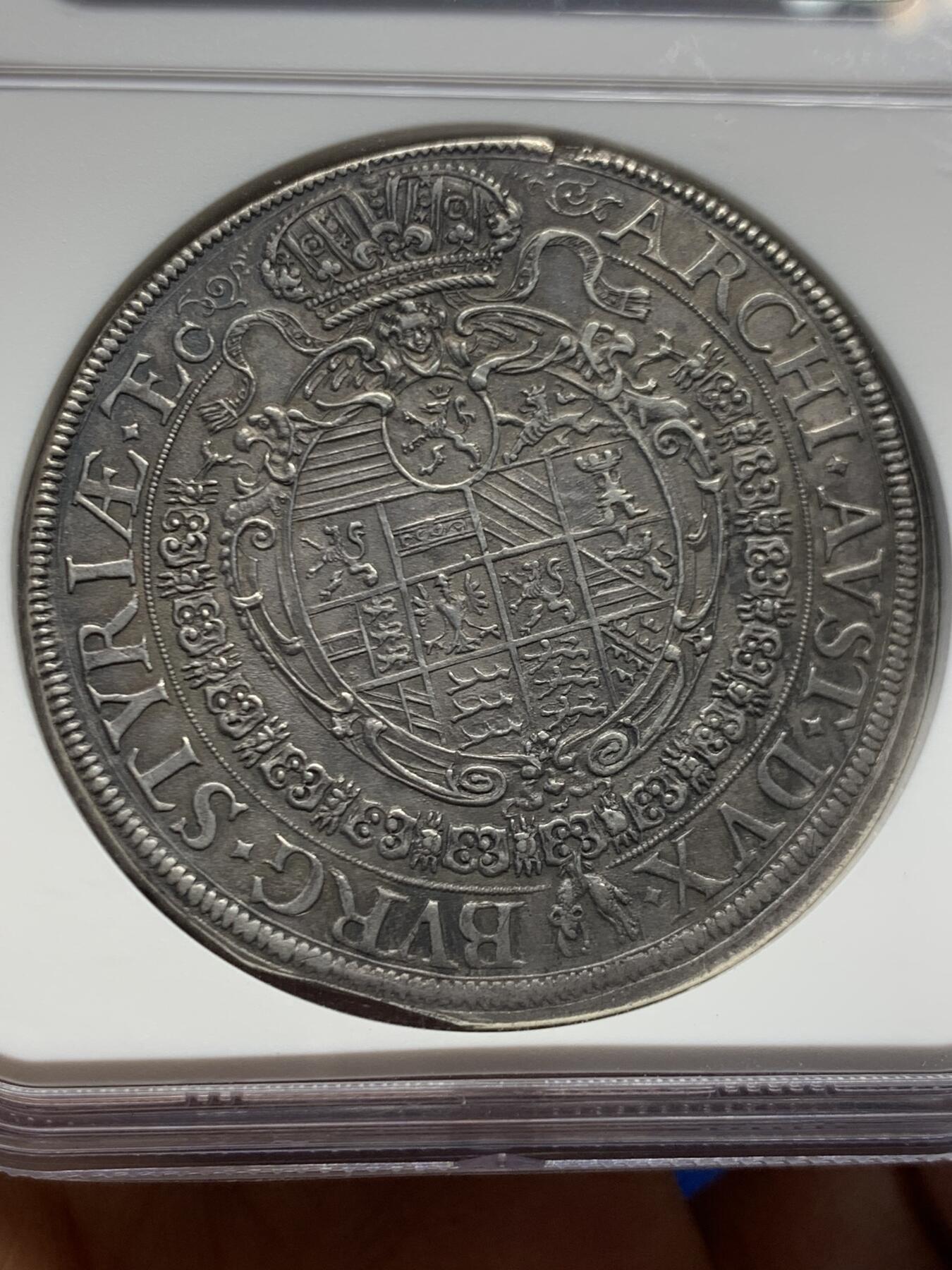 《竞宝斋》第454场 周日，周一 2场连拍 （全场包邮，欢迎送拍） NGC MS62 神圣罗马帝国 奥地利 1648 斐迪南三世 泰勒大银币 花冠清晰无磨损 双面全深打 难得状态 将近400年的岁月 确实不易