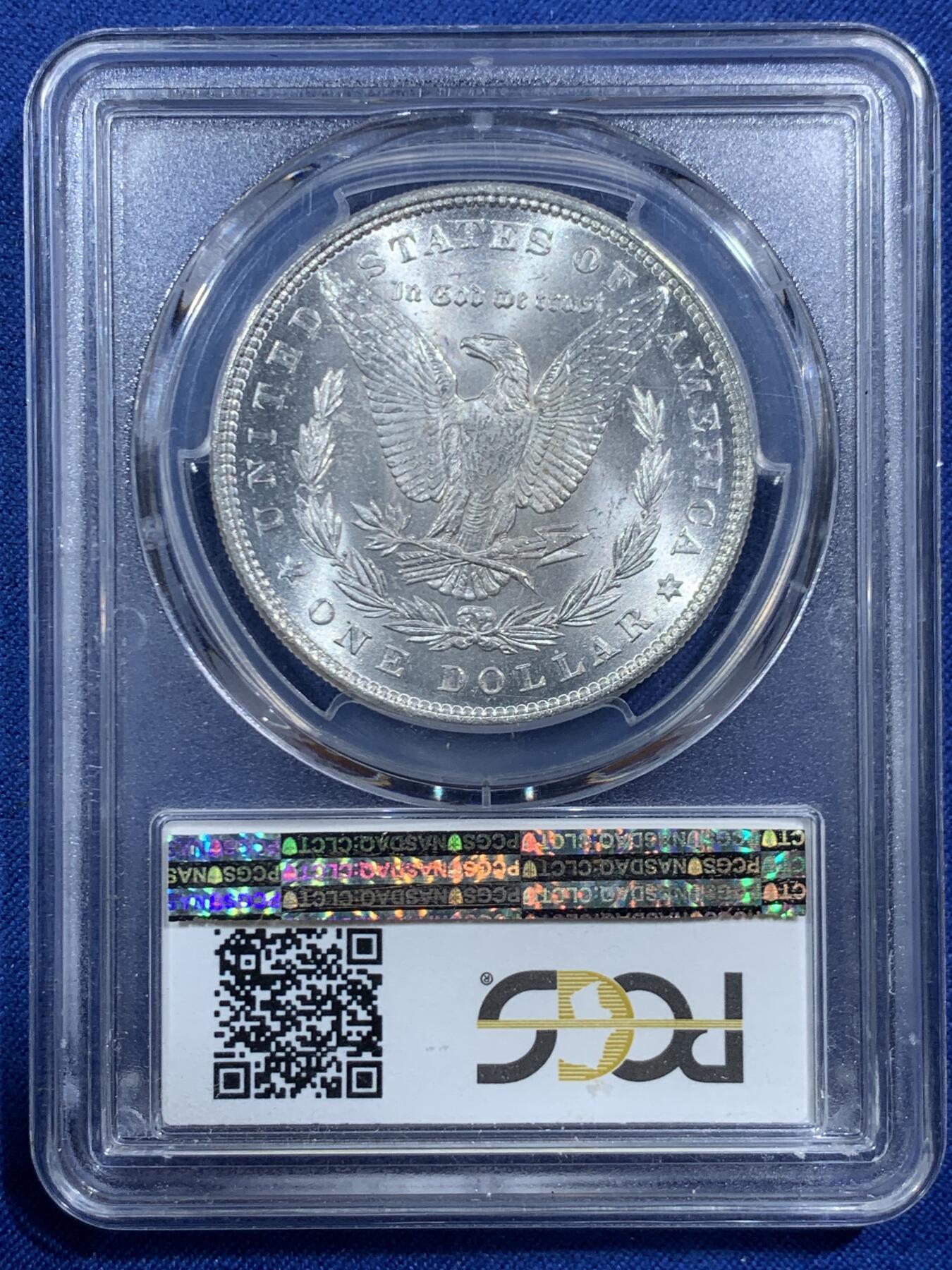 《竞宝斋》第454场 周日，周一 2场连拍 （全场包邮，欢迎送拍） PCGS MS64 美国 1885年 1美元  摩根 经典品种 白亮转光