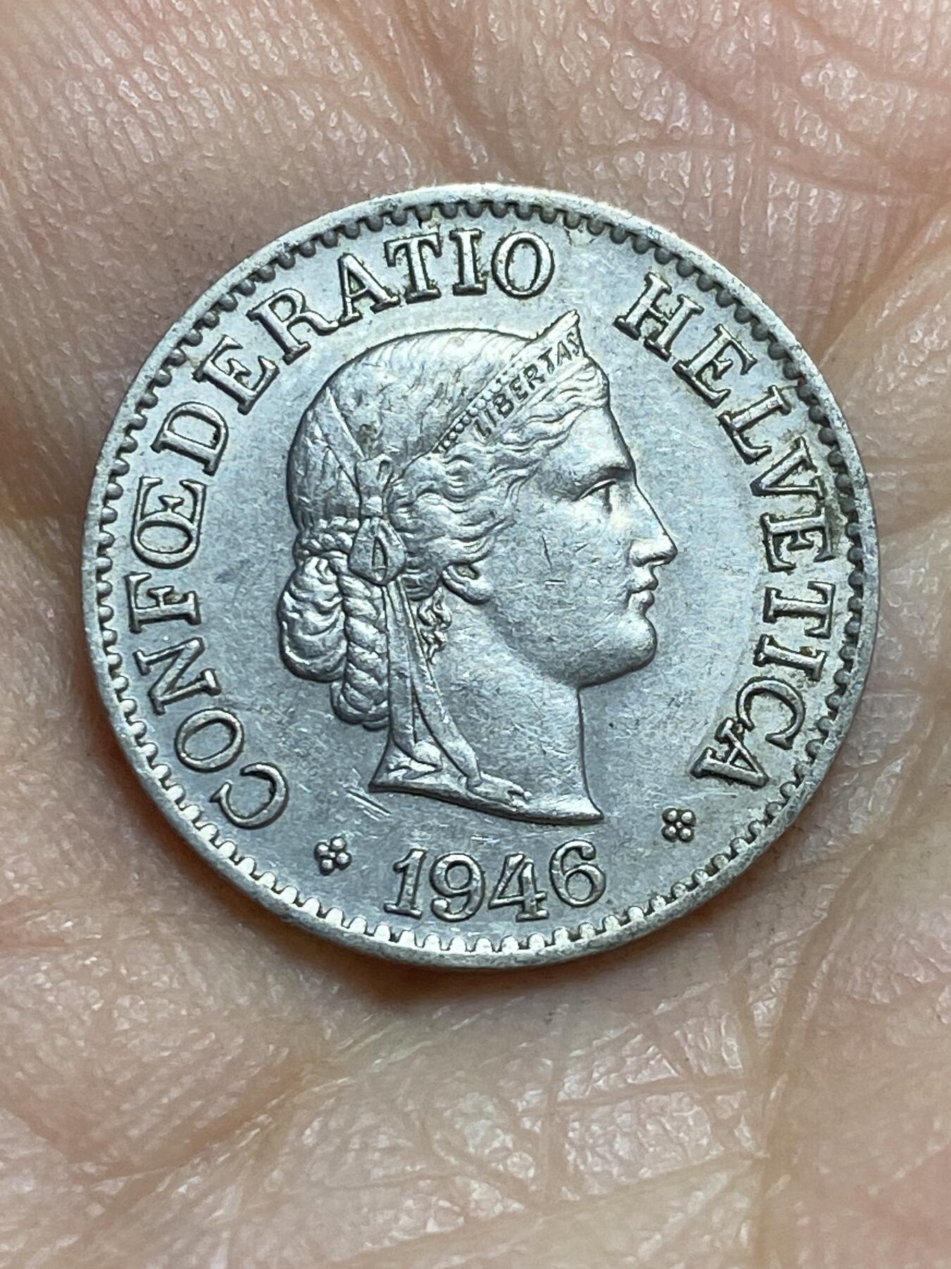 2026年第三场(总第一百七十二场）外国好品散币场(免佣金) 少见年份–瑞士🇨🇭1946年10拉彭(第二版，B标伯尔尼造)