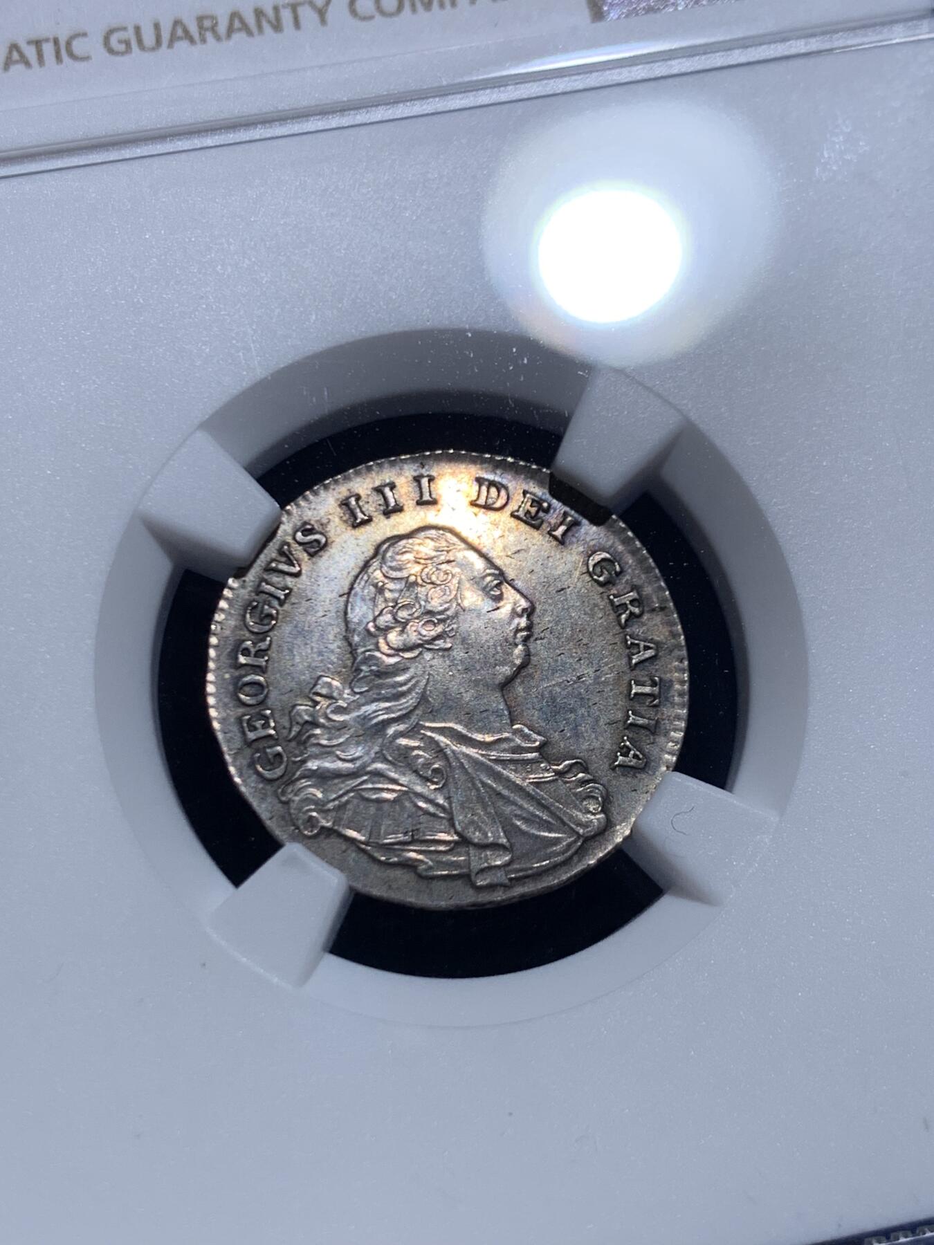 《竞宝斋》第454场 周日，周一 2场连拍 （全场包邮，欢迎送拍） NGC UNCD 英国1800年乔治三世4便士银币，濯足节最大面值银币，少见的半身版头像，只发行了两个年份