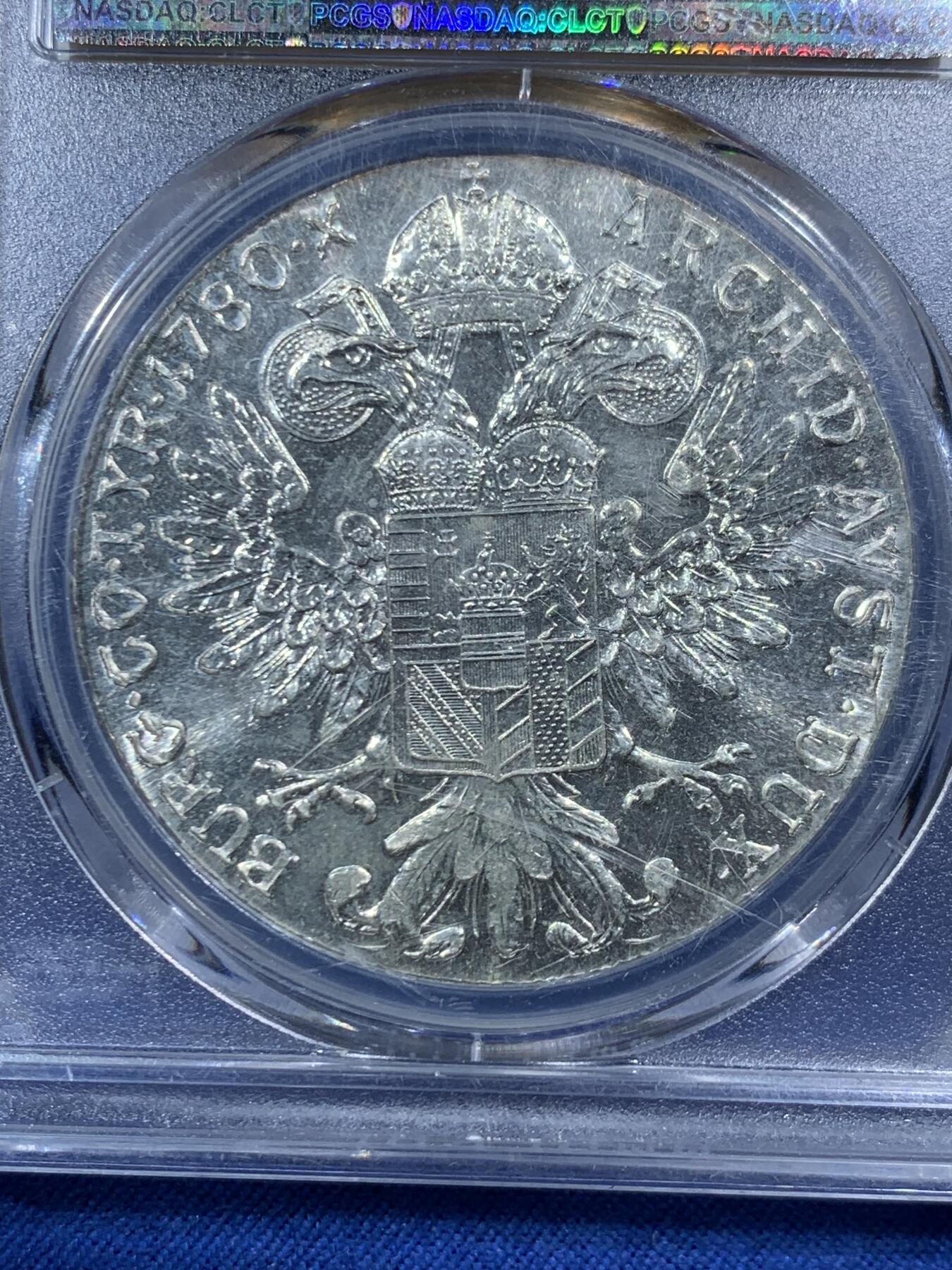 《竞宝斋》第454场 周日，周一 2场连拍 （全场包邮，欢迎送拍） PCGS MS64 奥匈帝国1780年大奶妈银币，细节清晰分明，不容错过