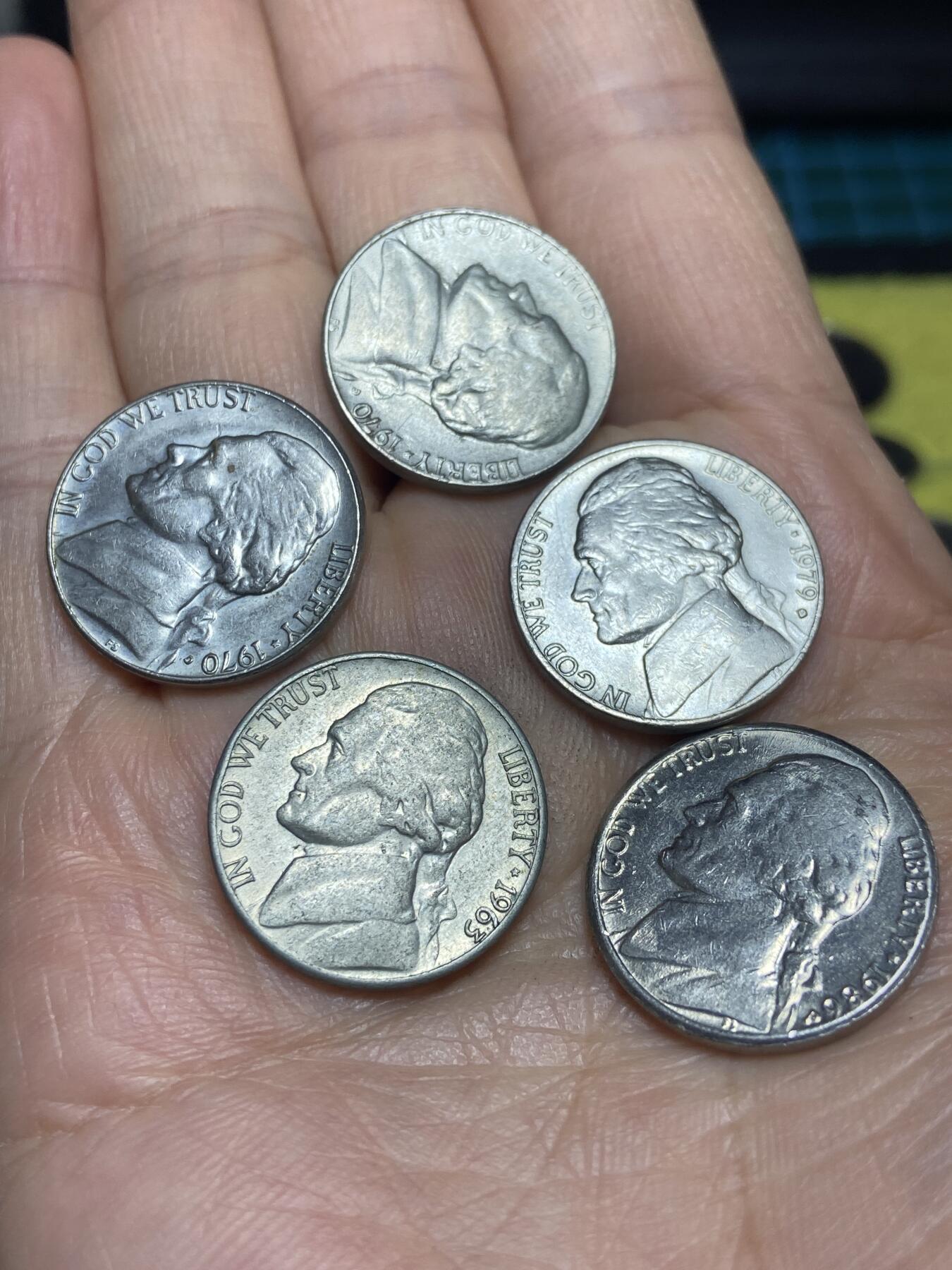 2026年第三场(总第一百七十二场）外国好品散币场(免佣金) 美国🇺🇸5分5枚：1963年86年79年70年