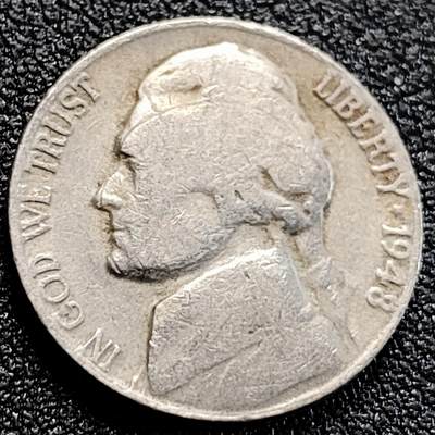 泉币菌-第163场-新年第六场 精品福利场 - 杰斐逊总统 美国5美分铜镍币 1948年 21毫米5.0克