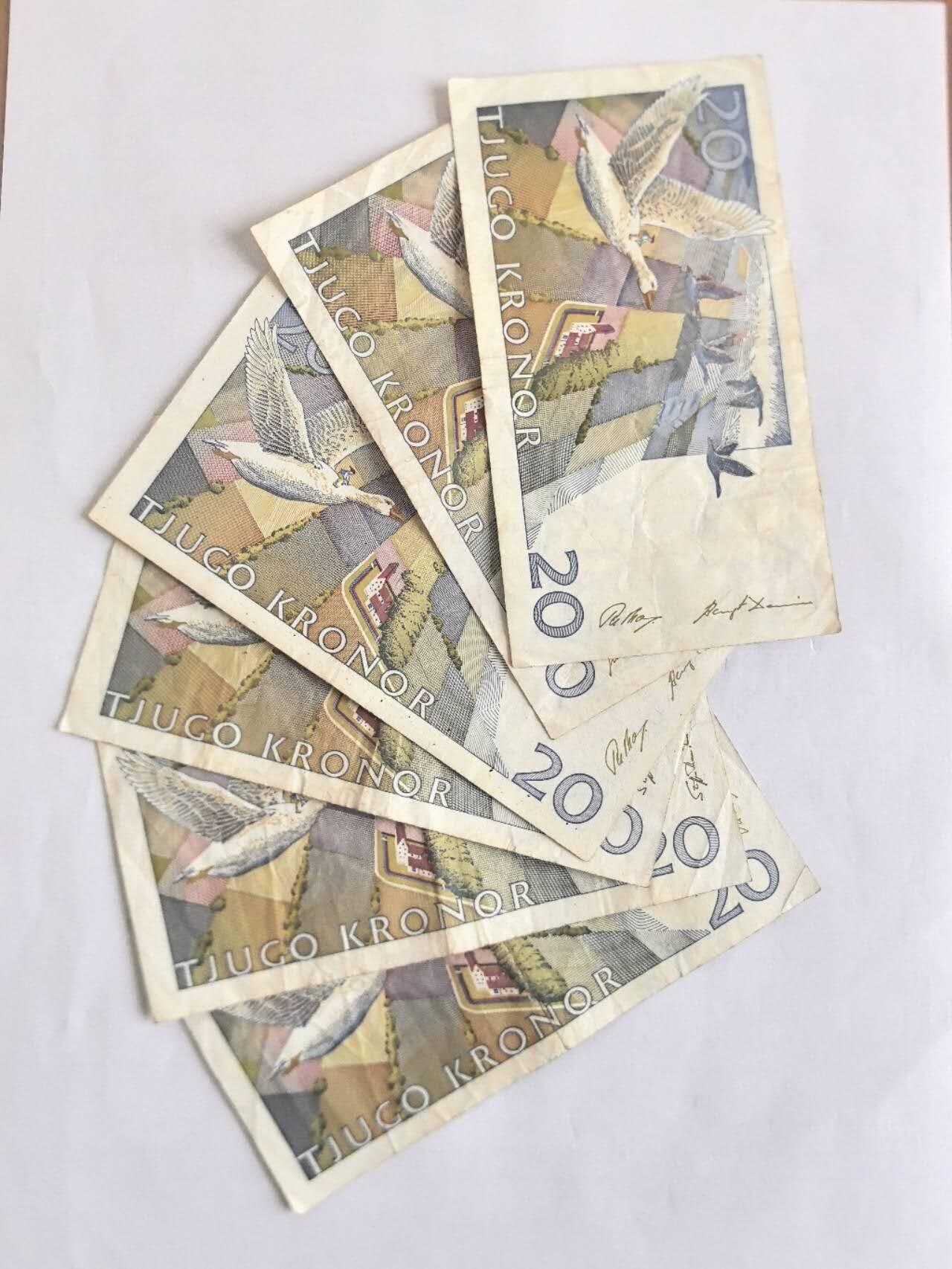 各国外币第107期 无佣金 瑞典20克朗 蓝色6张