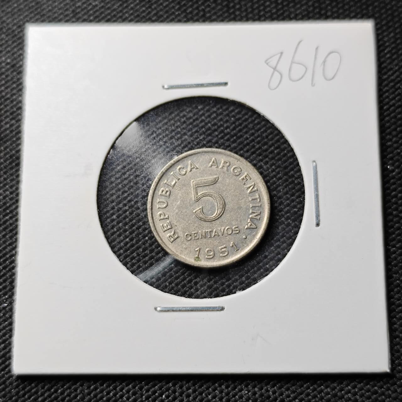 KK钱币收藏小铺  第386期  2月预留时间 周末发货  1951阿根廷5分