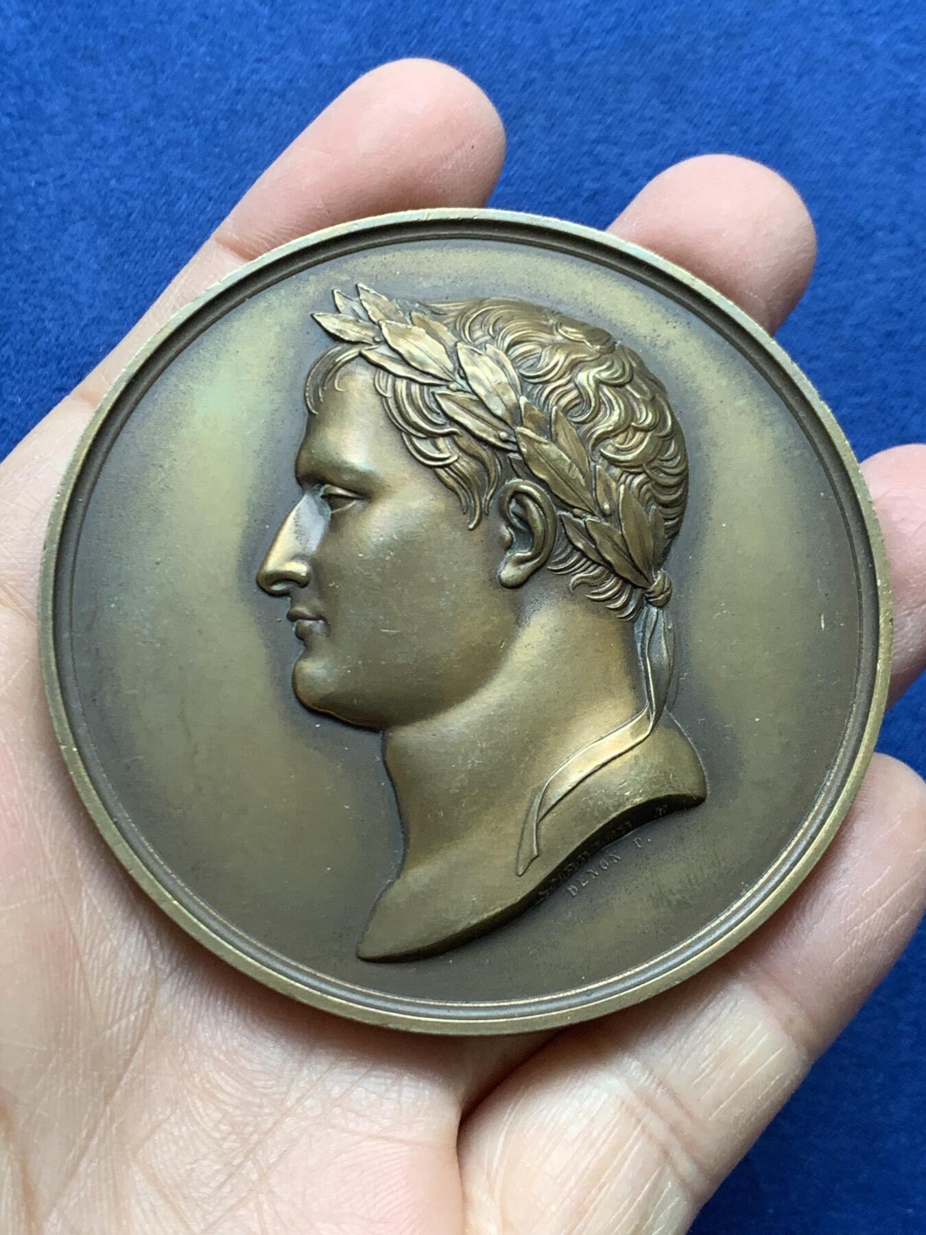 《竞宝斋》第454场 周日，周一 2场连拍 （全场包邮，欢迎送拍） 拿破仑-罗马王子降生纪念大铜章 146.9克 68mm 丰饶角铜标 后铸版本大直径少见