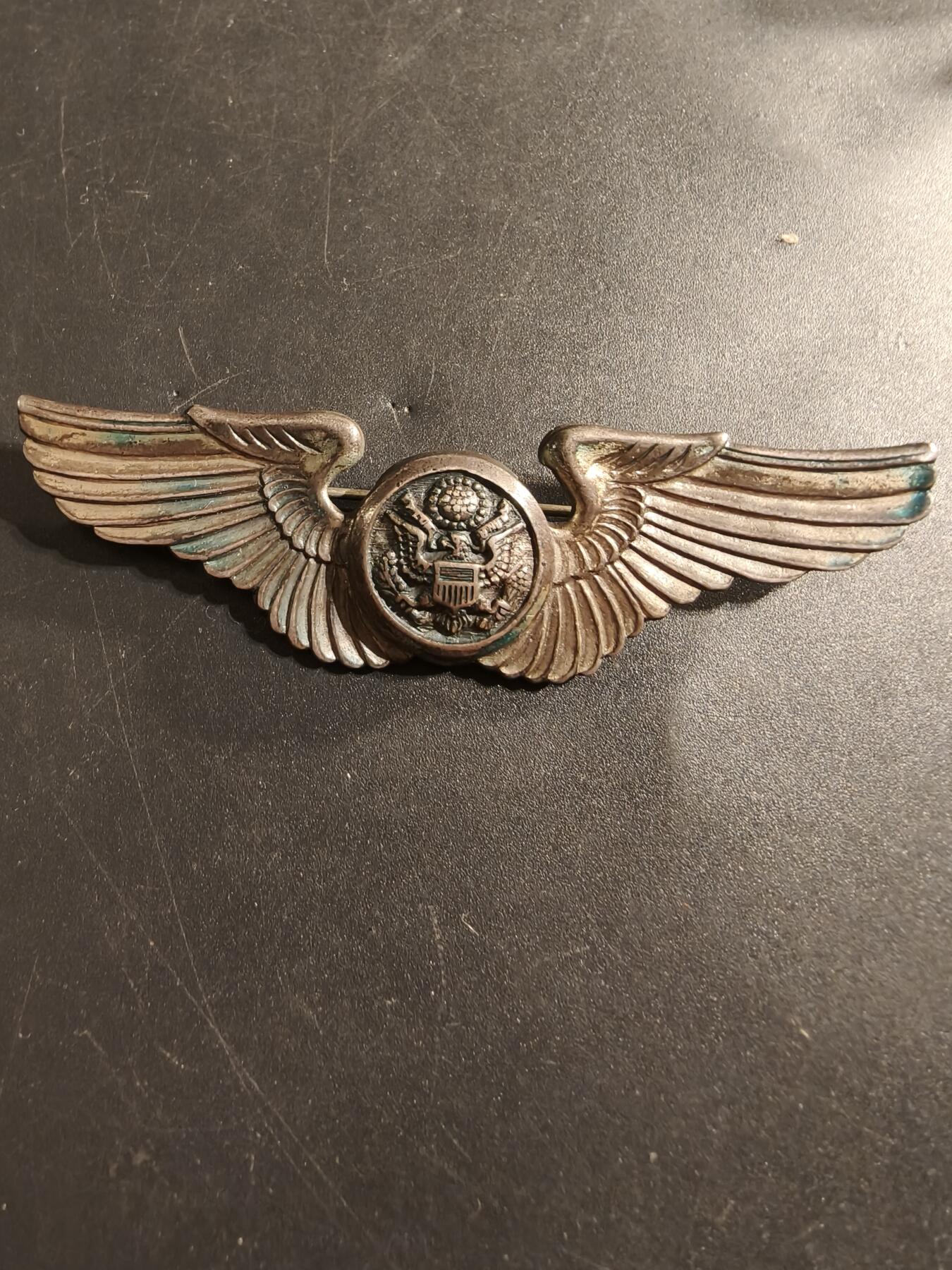 老王徽章第174期 美国二战陆军航空兵机组人员技能章    925银    3英寸    二战时期横针版