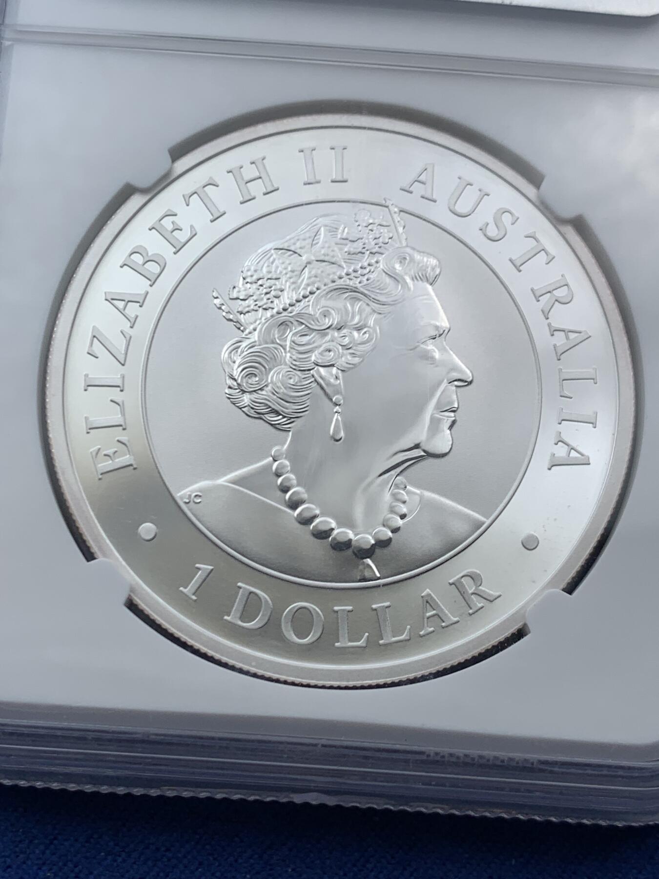 《竞宝斋》第454场 周日，周一 2场连拍 （全场包邮，欢迎送拍） NGC MS69 澳大利亚2021年抓蛇的楔尾鹰一盎司银币，好品可藏