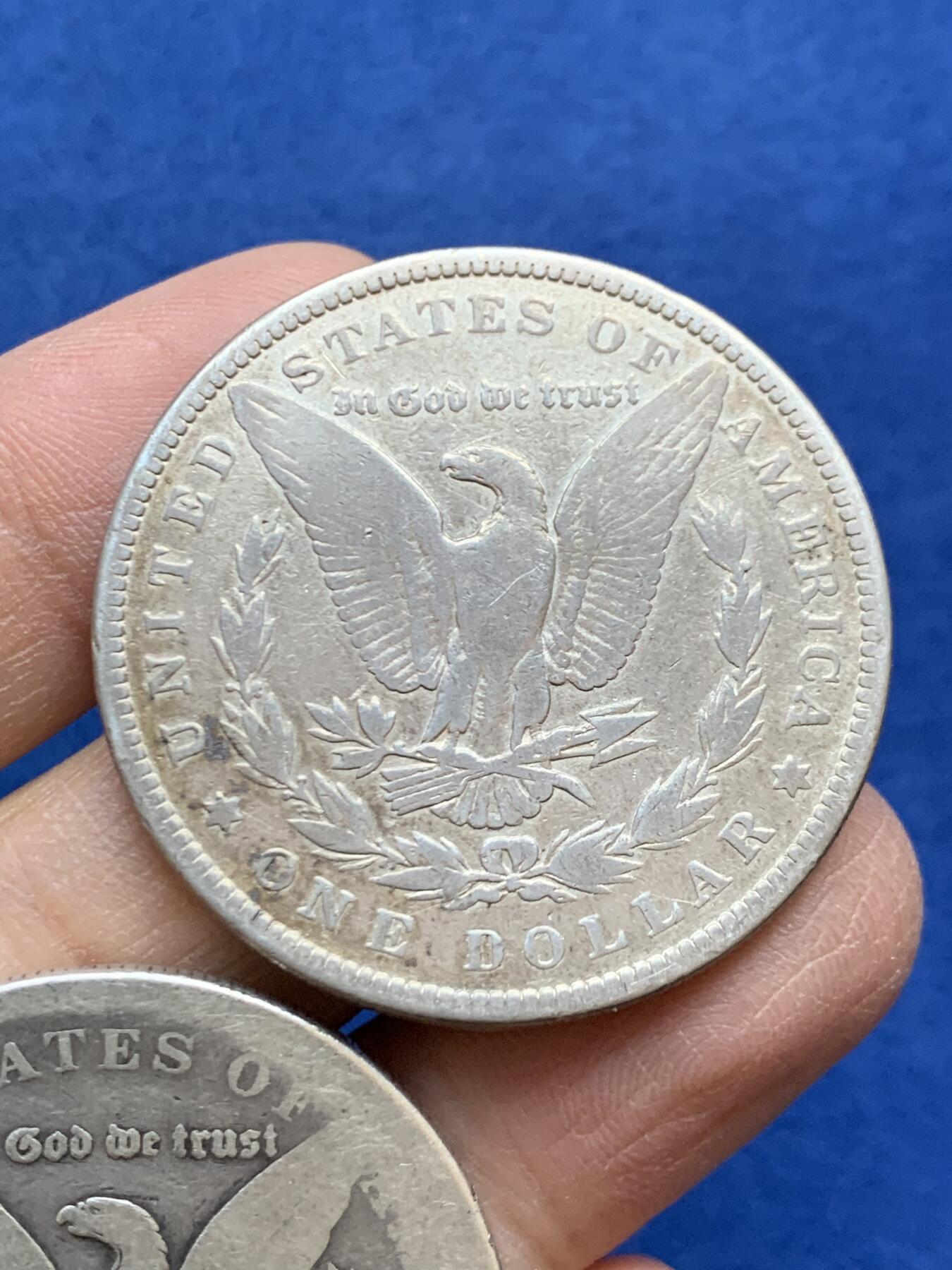 《竞宝斋》第454场 周日，周一 2场连拍 （全场包邮，欢迎送拍） 两枚一组 美国1882年+1899年摩根银币 通货