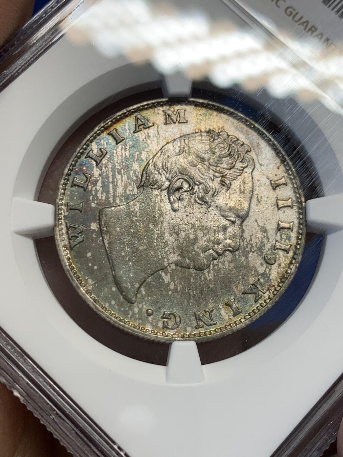 《竞宝斋》第454场 周日，周一 2场连拍 （全场包邮，欢迎送拍） NGC UNCD 印度1835年卢比 威廉四世头像，MS轻松过千，这枚UNCD细节不错