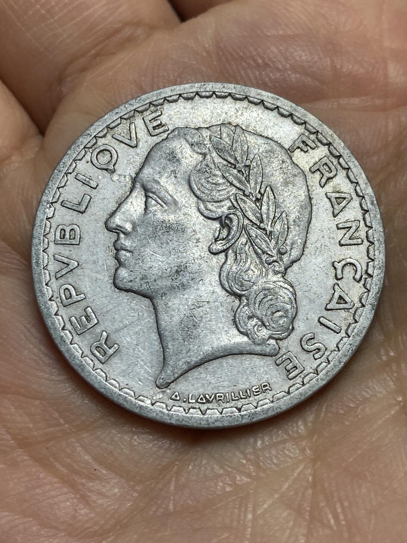 2026年第三场(总第一百七十二场）外国好品散币场(免佣金) 法兰西第四共和国1947年5法郎(Open9–开口9版，B标，博蒙莱罗热造)