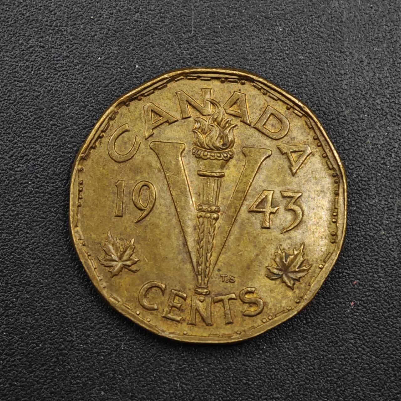 【淘币小摊】实时拍第八百四十一拍   散币批量币场   满百包邮可预留二周 每周一统一发货   加拿大1943年乔治六世5分铜币