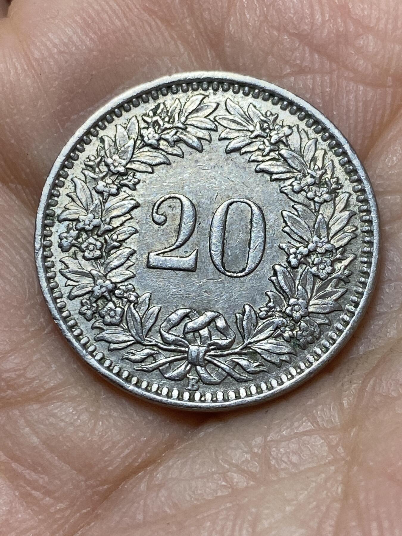 2026年第三场(总第一百七十二场）外国好品散币场(免佣金) 瑞士🇨🇭1960年20分(第三版，B标伯尔尼造)