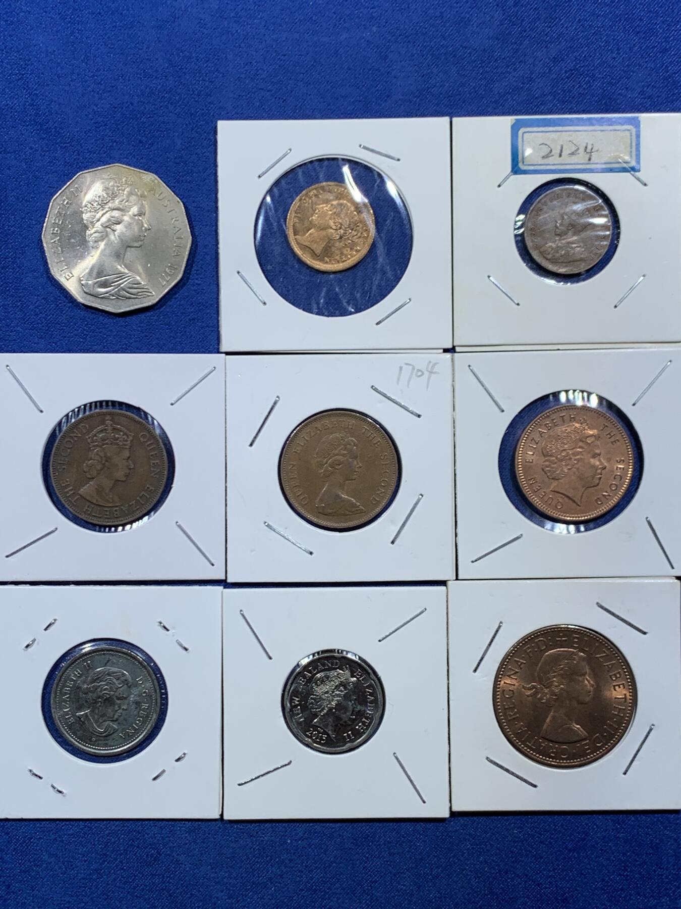 《竞宝斋》第454场 周日，周一 2场连拍 （全场包邮，欢迎送拍） 九枚一组 英属地区钱币