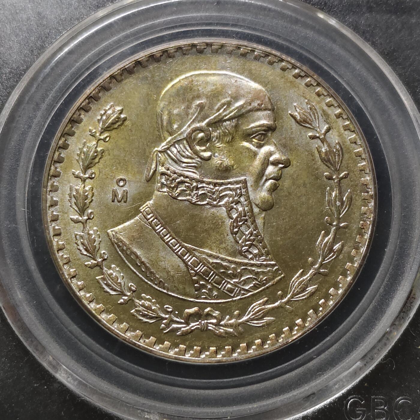 【全场包邮】纯粹捡漏拍494场 墨西哥1957年1比索低银币-公博MS67 少见高分好品