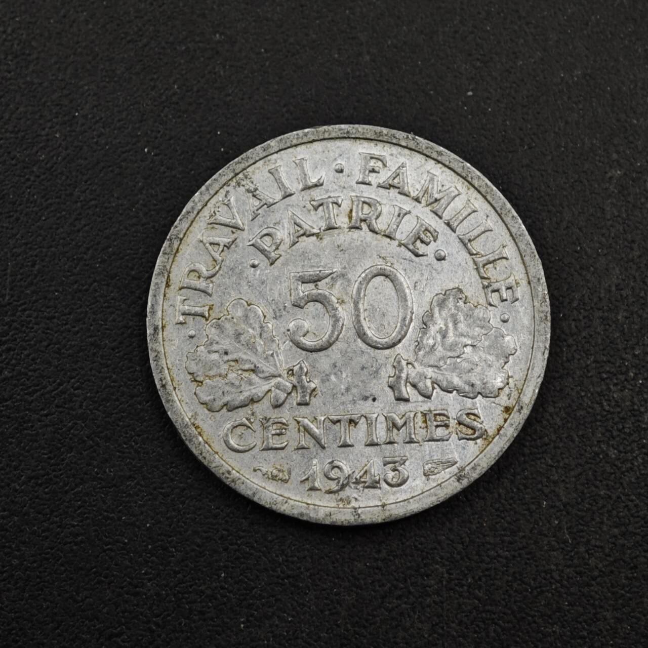 【淘币小摊】实时拍第八百四十一拍   散币批量币场   满百包邮可预留二周 每周一统一发货   法国1943年50分铝币