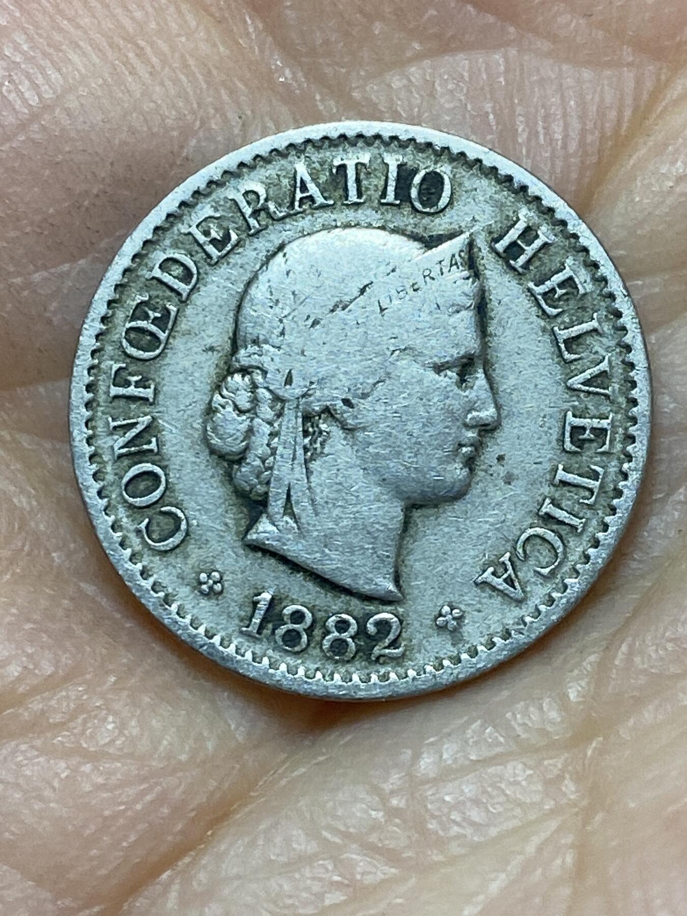 2026年第三场(总第一百七十二场）外国好品散币场(免佣金) 稀少早期年份–瑞士🇨🇭1882年5拉彭(第二版，B标伯尔尼造)