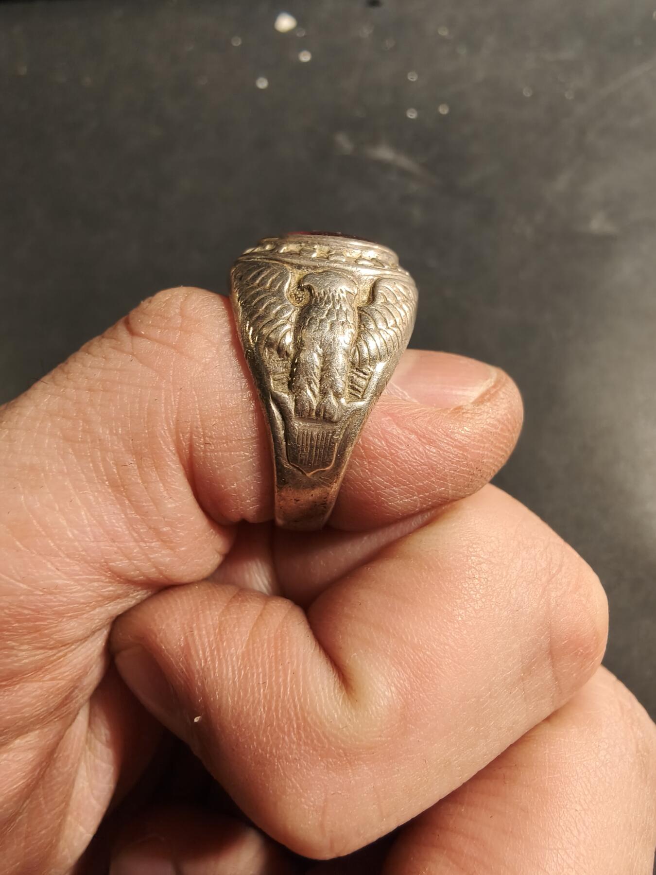 老王徽章第174期 美国陆军戒指    925银   雕刻精美     9.7g