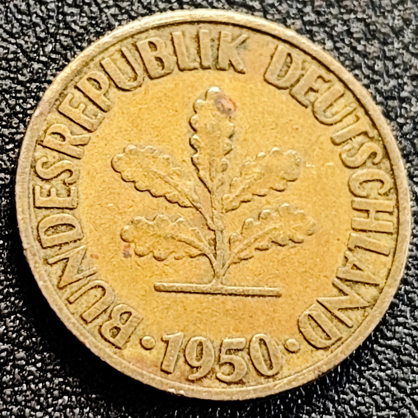 泉币菌-第163场-新年第六场 精品福利场 1950 联邦德国10芬尼21.5mm 欧洲币