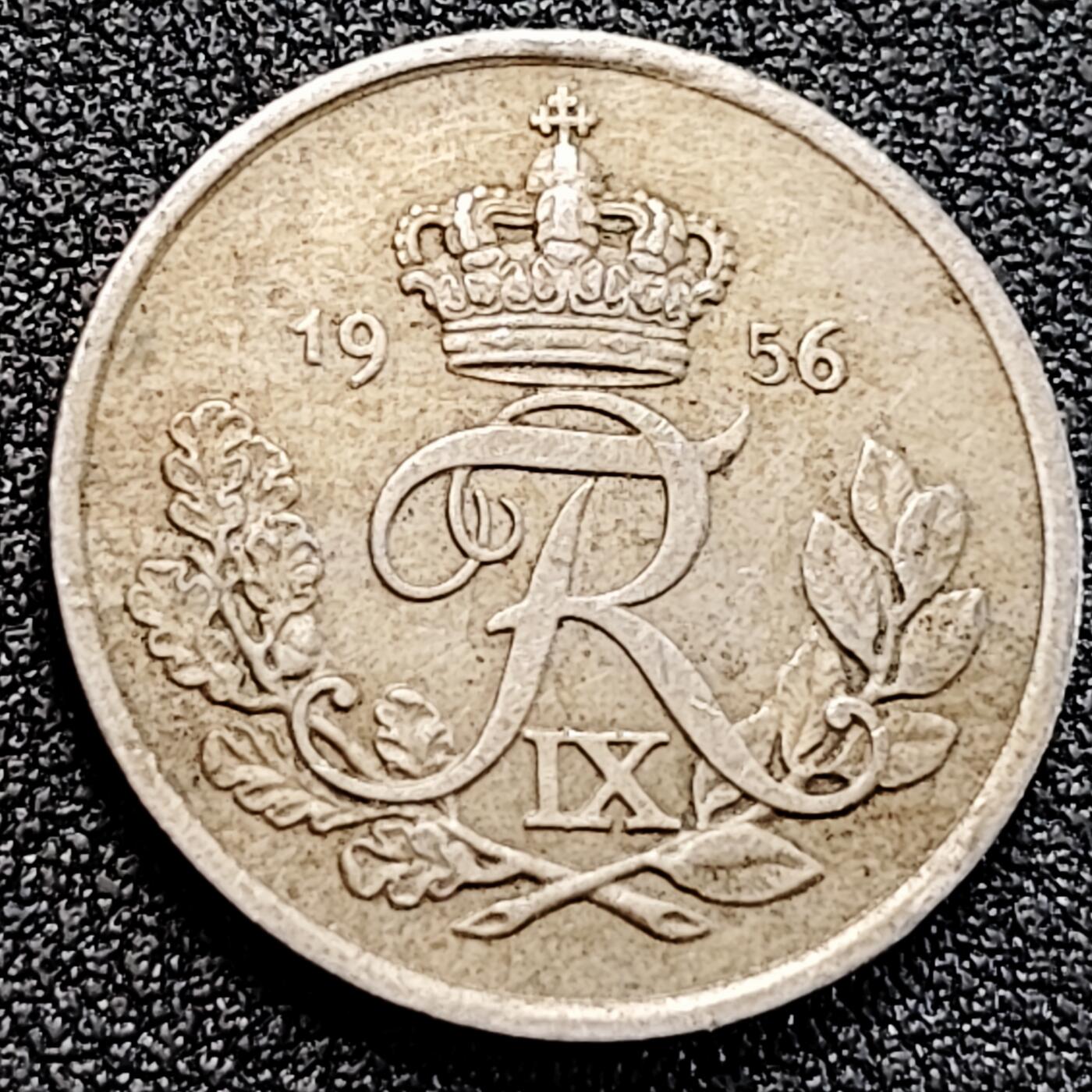 泉币菌-第162场- 新年第五场 精品福利场 丹麦1956年25欧尔 铜镍 23mm