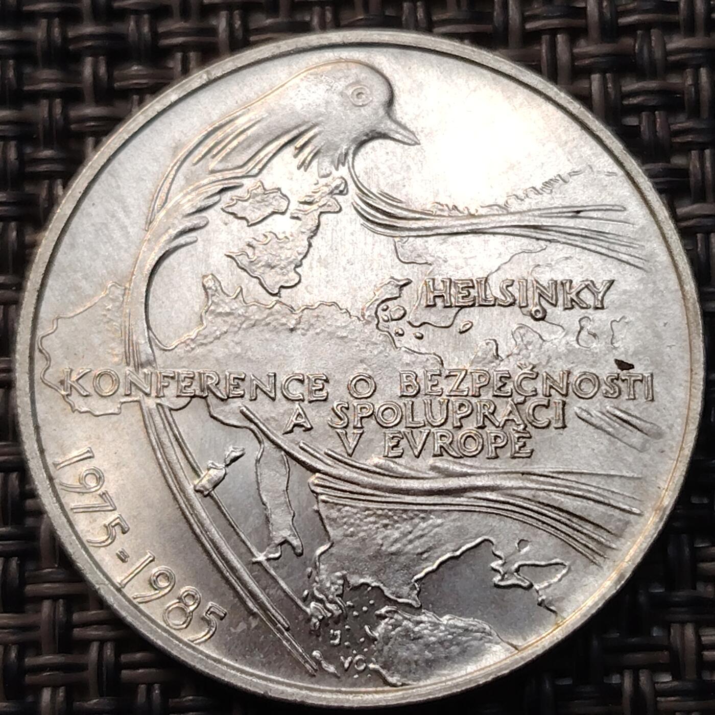 布加迪🐬～世界钱币(上海)🌾第 268 期 /  各国套币和散币 捷克斯洛伐克 1985年 赫尔辛基会议10周年100克朗普制纪念银币