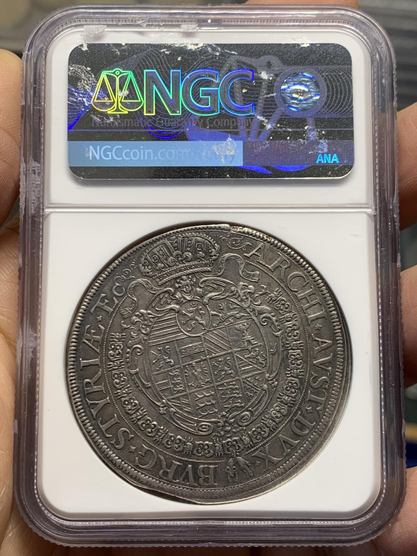 《竞宝斋》第454场 周日，周一 2场连拍 （全场包邮，欢迎送拍） NGC MS62 神圣罗马帝国 奥地利 1648 斐迪南三世 泰勒大银币 花冠清晰无磨损 双面全深打 难得状态 将近400年的岁月 确实不易