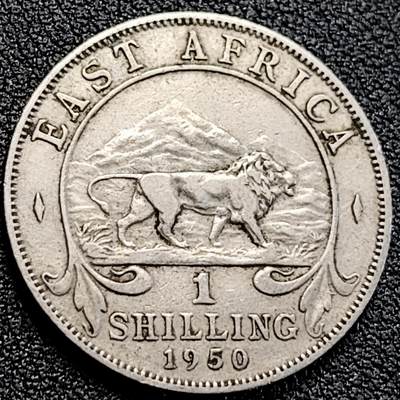 泉币菌-第163场-新年第六场 精品福利场 - 少见 狮子 1950年英属东非 1先令镍币 乔治六世 27.8 mm Copper-Nickel 