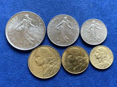 《竞宝斋》第454场 周日，周一 2场连拍 （全场包邮，欢迎送拍） - 六枚一套 播种女神法郎各种面值