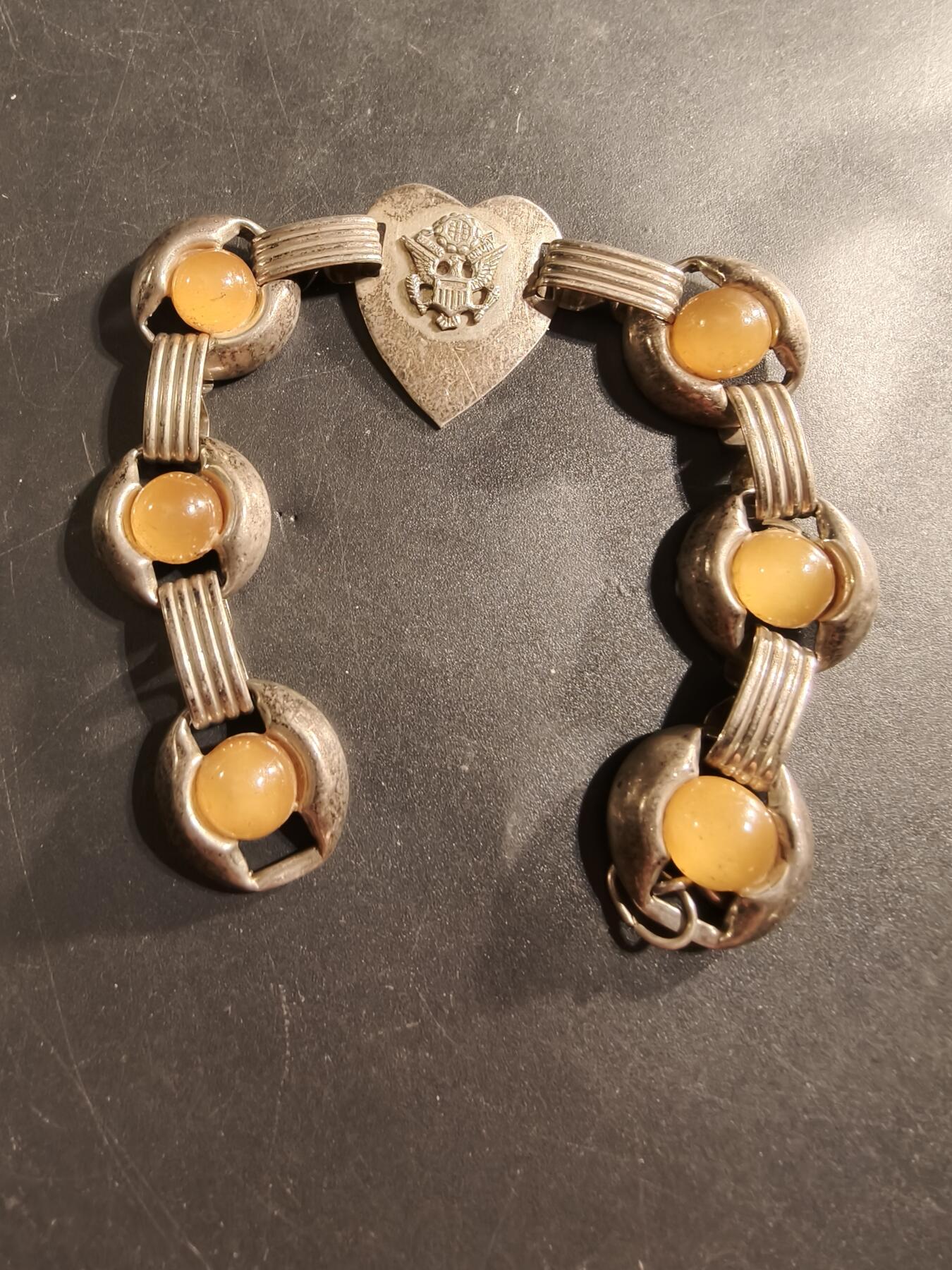 老王徽章第174期 美国陆军二战银手链     925银     重量17.3g    长度20cm