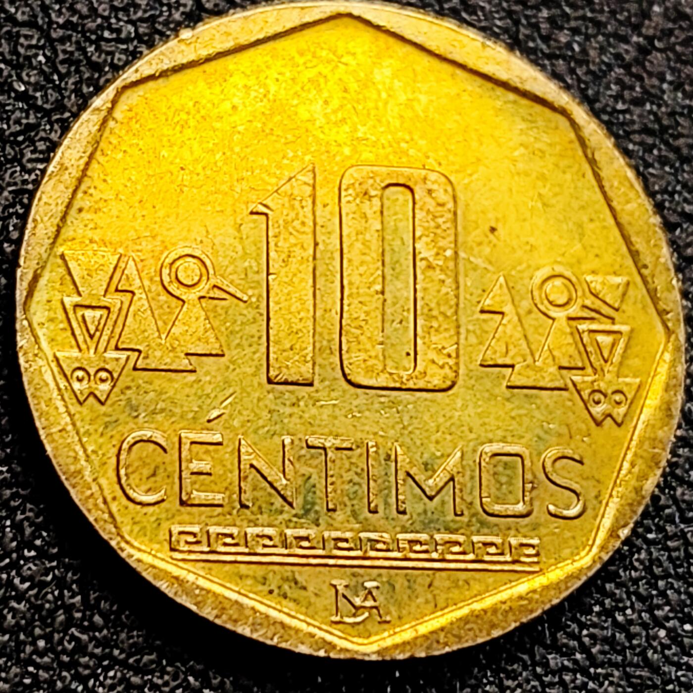 泉币菌-第163场-新年第六场 精品福利场 铜光美品 秘鲁10分黄铜硬币 20.5毫米 纪念币铜钱 