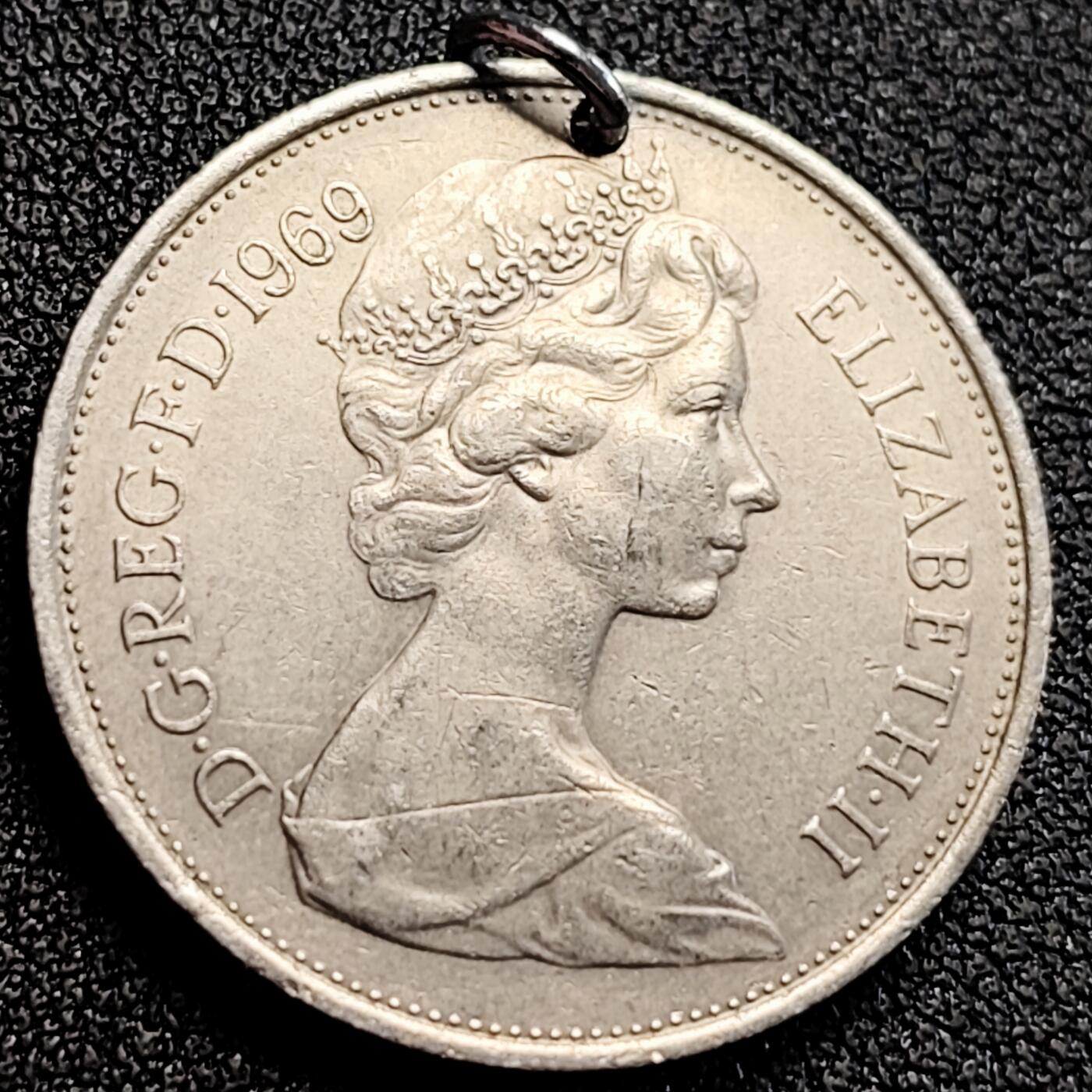 泉币菌-第163场-新年第六场 精品福利场 狮子 英国早期10便士镍币 28.5mm大直径 1969年