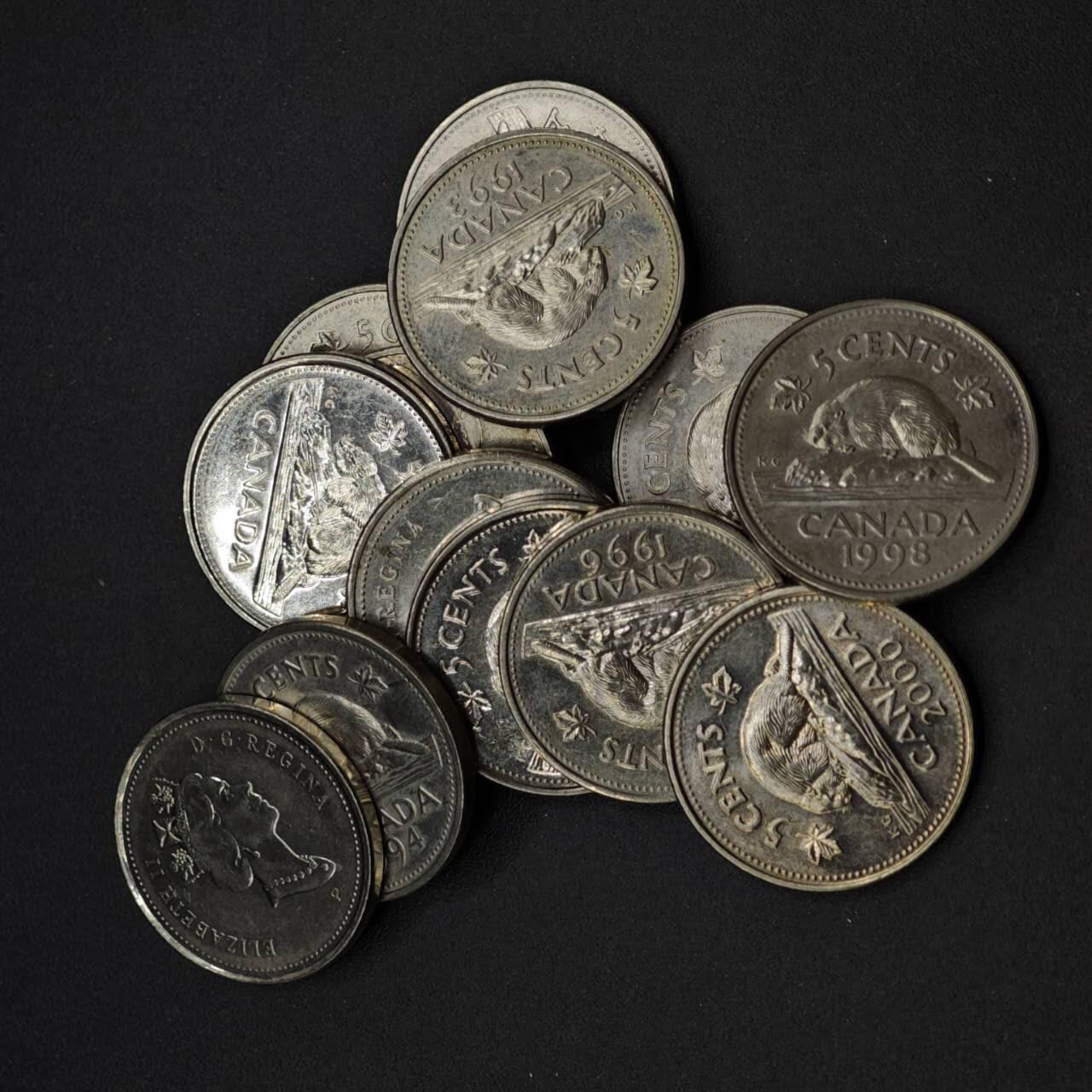 【淘币小摊】实时拍第八百四十一拍   散币批量币场   满百包邮可预留二周 每周一统一发货   加拿大5分13枚