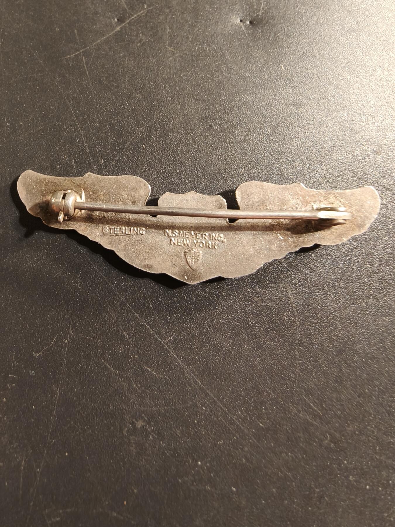 老王徽章第174期 美国二战陆军航空兵飞行员技能章    925银    2英寸   二战时期横针版