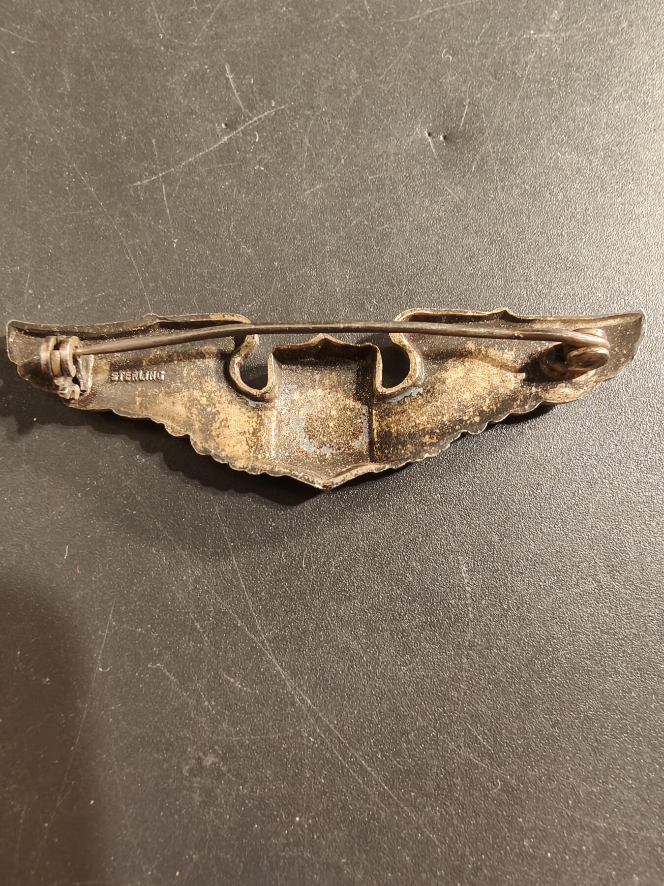 老王徽章第174期 美国二战陆军航空兵飞行员技能章    925银    2英寸   二战时期横针版