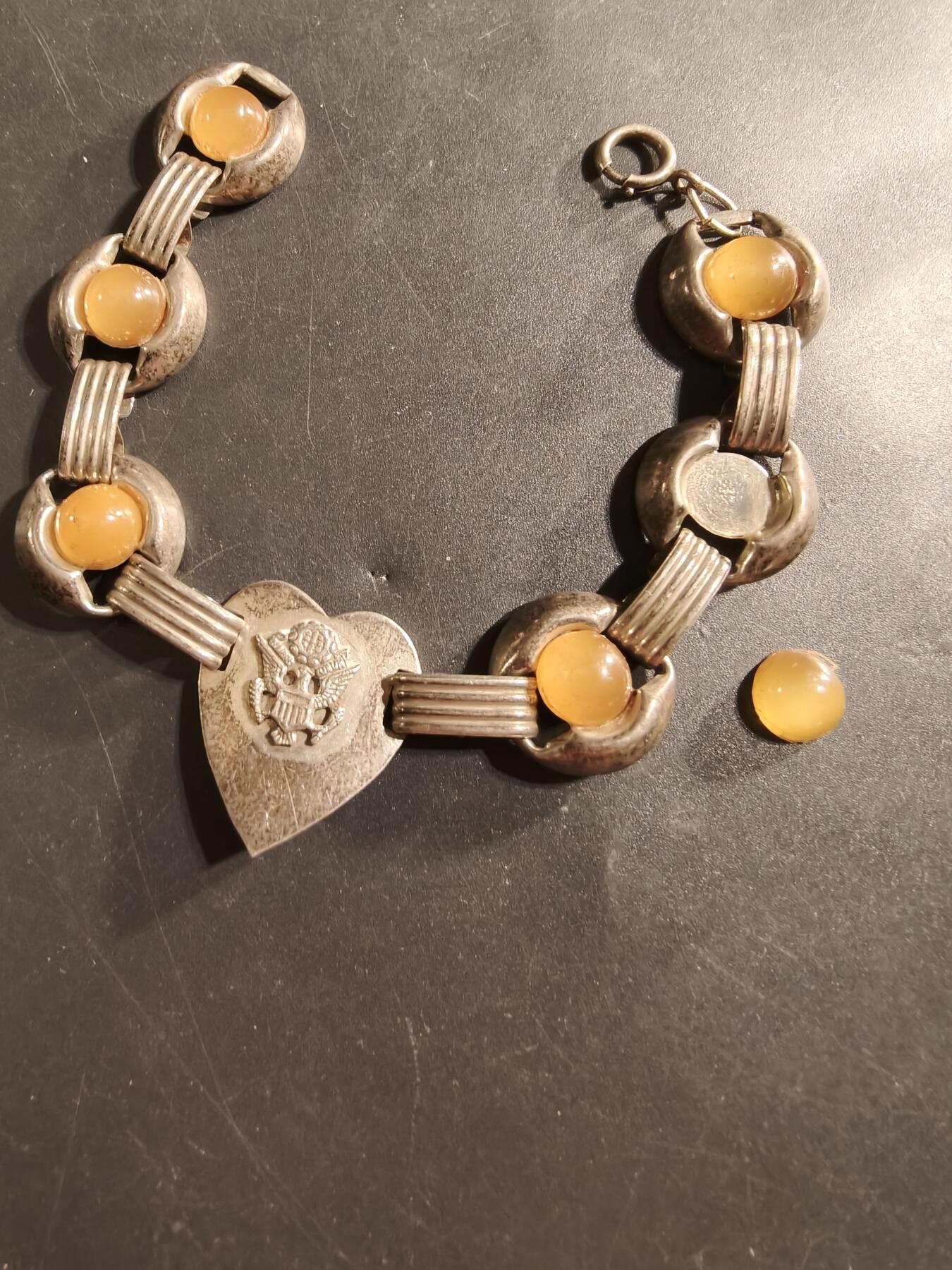 老王徽章第174期 美国陆军二战银手链     925银     重量17.3g    长度20cm