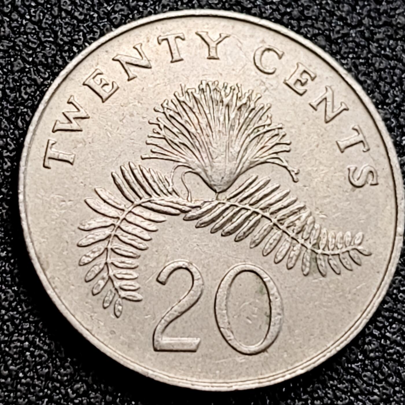 泉币菌-第162场- 新年第五场 精品福利场 1986高币值 新加坡20分 绒球花 高盾徽版 直径21.36mm