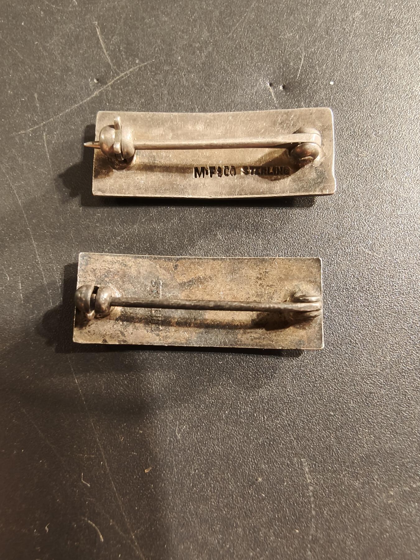 老王徽章第174期 美国陆军中尉军衔一组    二战时期横针版   925银    7.9g