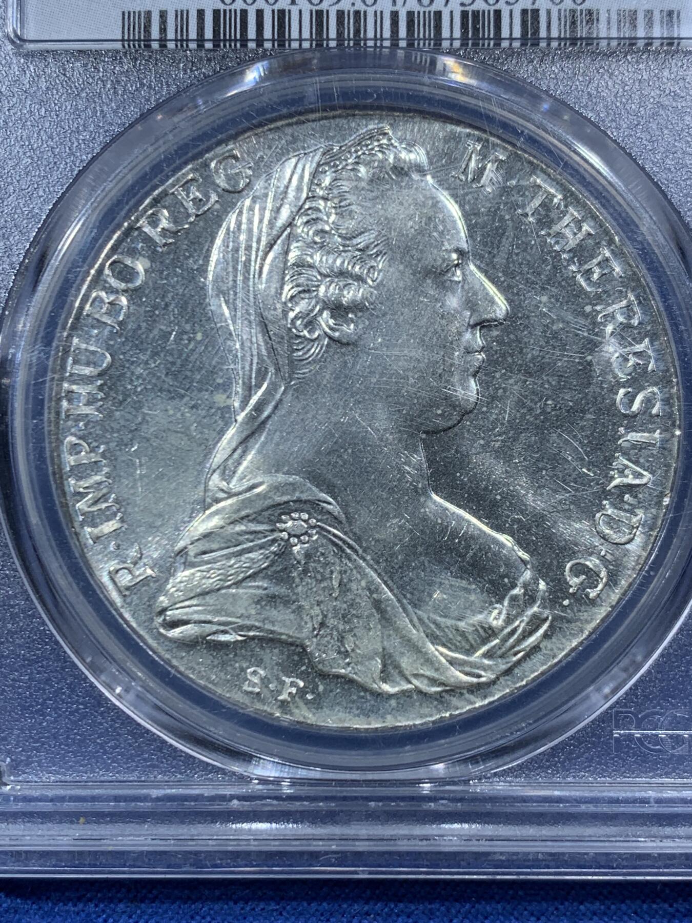 《竞宝斋》第454场 周日，周一 2场连拍 （全场包邮，欢迎送拍） PCGS MS64 奥匈帝国1780年大奶妈银币，细节清晰分明，不容错过