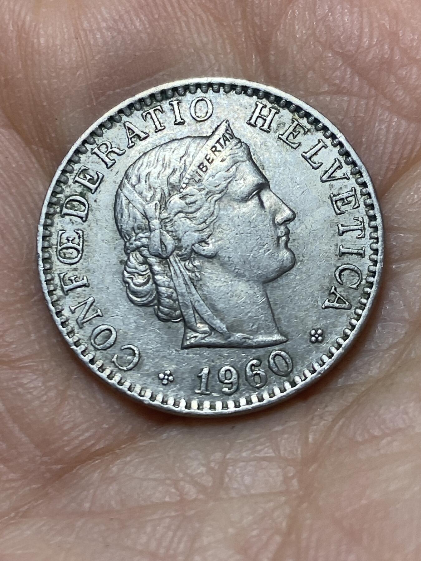 2026年第三场(总第一百七十二场）外国好品散币场(免佣金) 瑞士🇨🇭1960年20分(第三版，B标伯尔尼造)